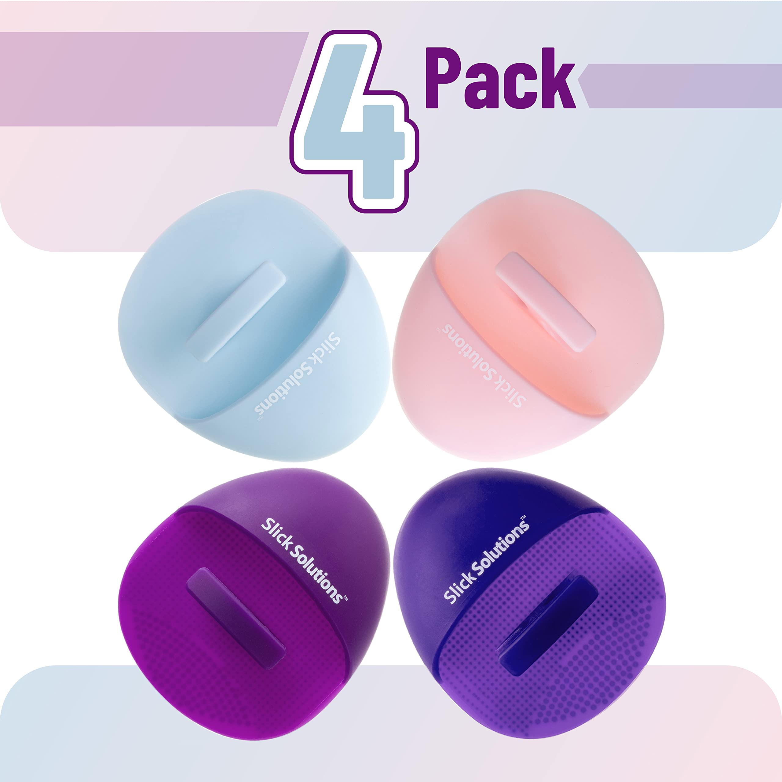 Slick- Silicone Facial Cleansing Brush, 4 Pack, Silicone Face Scrubber Exfoliator, Face Exfoliator Scrubber, Facial Scrubber for Face Cleanser Brush, Exfoliating Face Scrubber, Face Brush