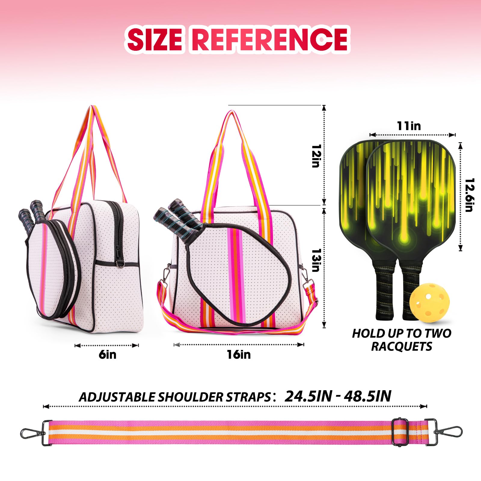 MANUEKLEAR Crossbody Sling Pickleball Bag Tote, Pickleball Bags for Women and Men, Pickleball Bags for Ladies