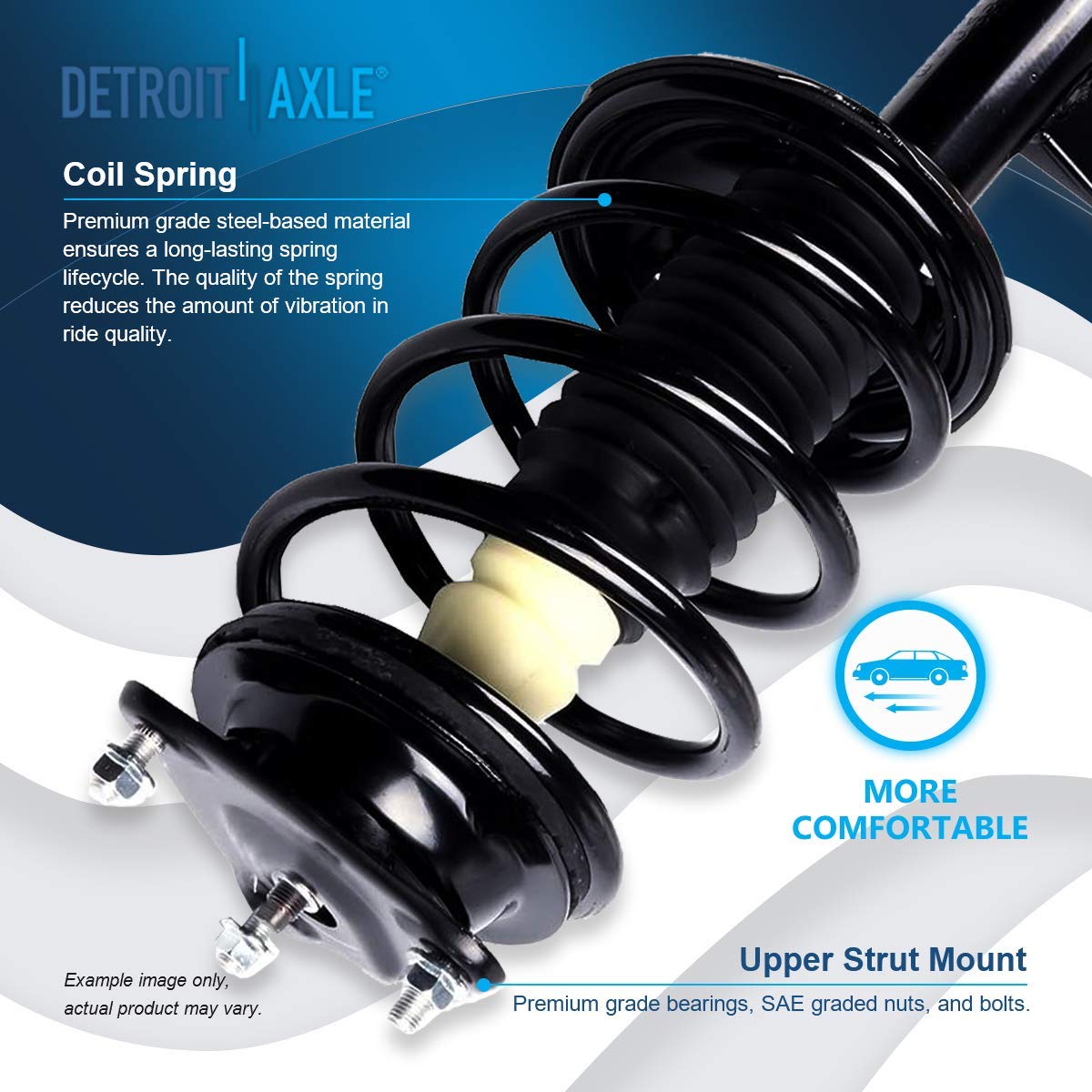 Detroit Axle - 8pc Suspension Kit for 2007-2010 Hyundai Elantra Complete 2 Front Struts with Coil Spring 2 Rear Shock Absorbers 4 Front Rear Sway Bar Links 2008 2009 Replacement Ready Struts