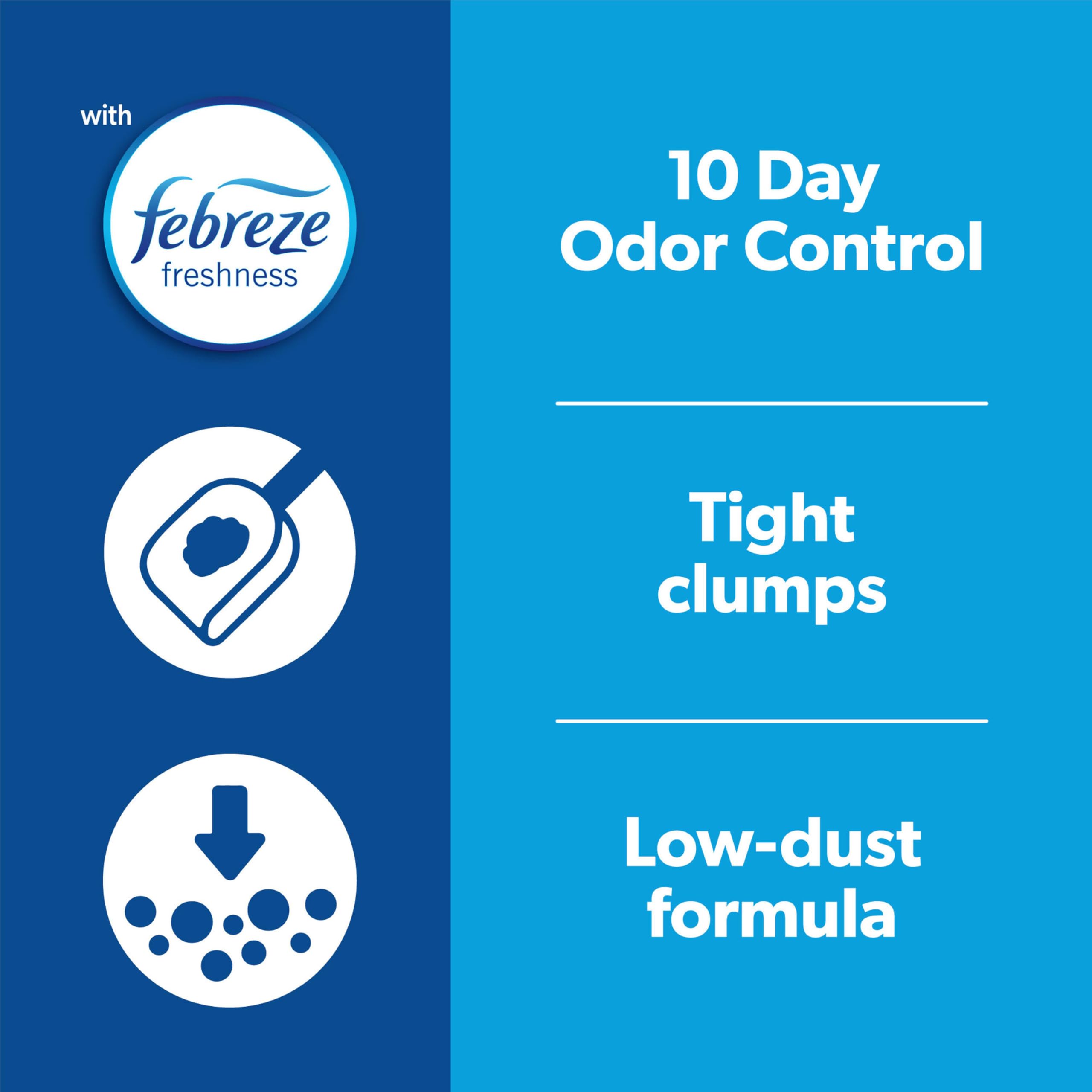 Fresh Step Clumping Cat Litter with Febreze Gain Scent, Long Lasting Odor Control Kitty Litter with Activated Charcoal, Low Dust Formula, 14 lb