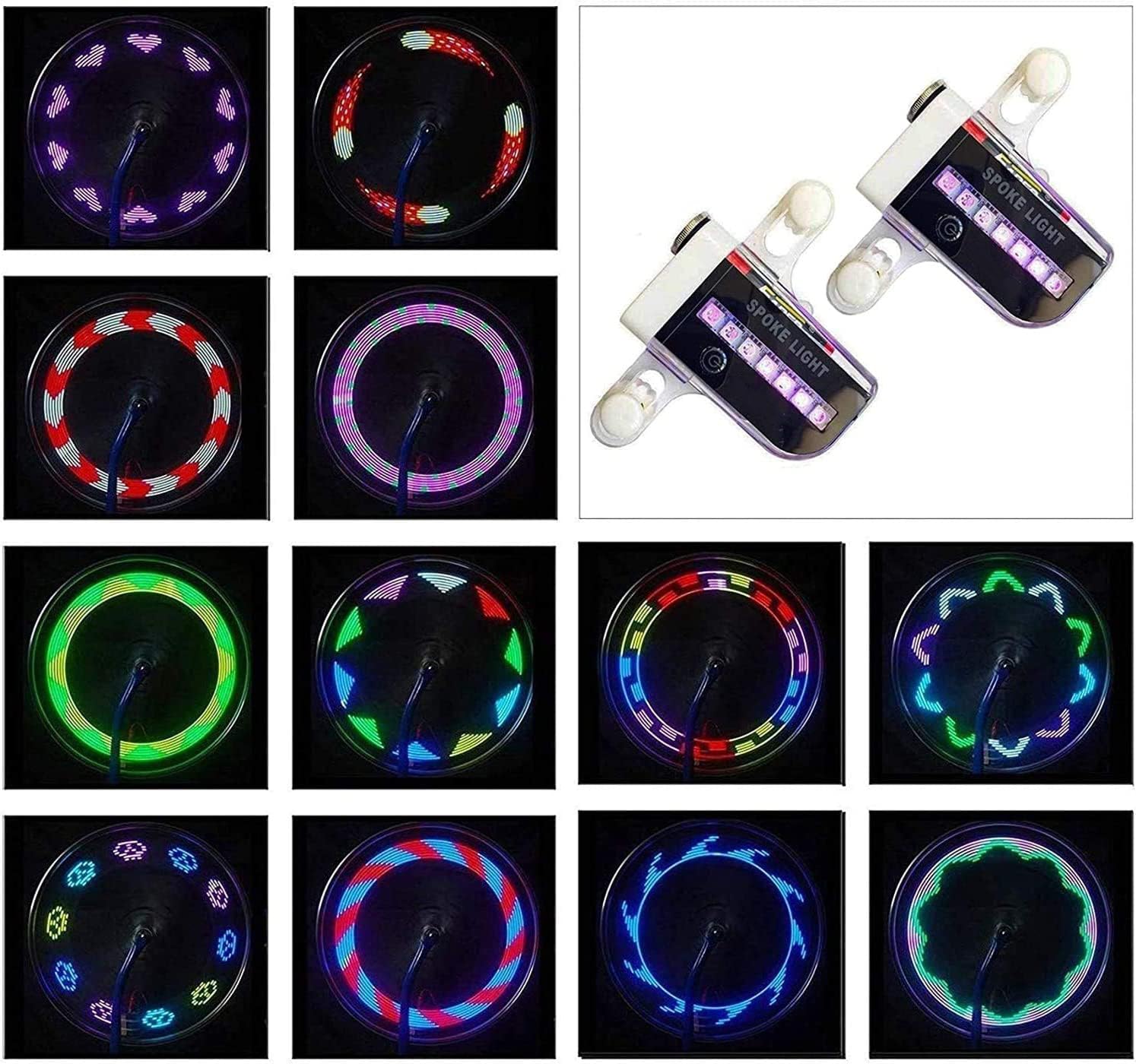 Bike Wheel Lights (2 Pack) - Waterproof LED Bicycle Spoke Lights Safety Tire Lights - Great Gift for Kids Adults - 30 Different Patterns Change - Bike Accessories - Black