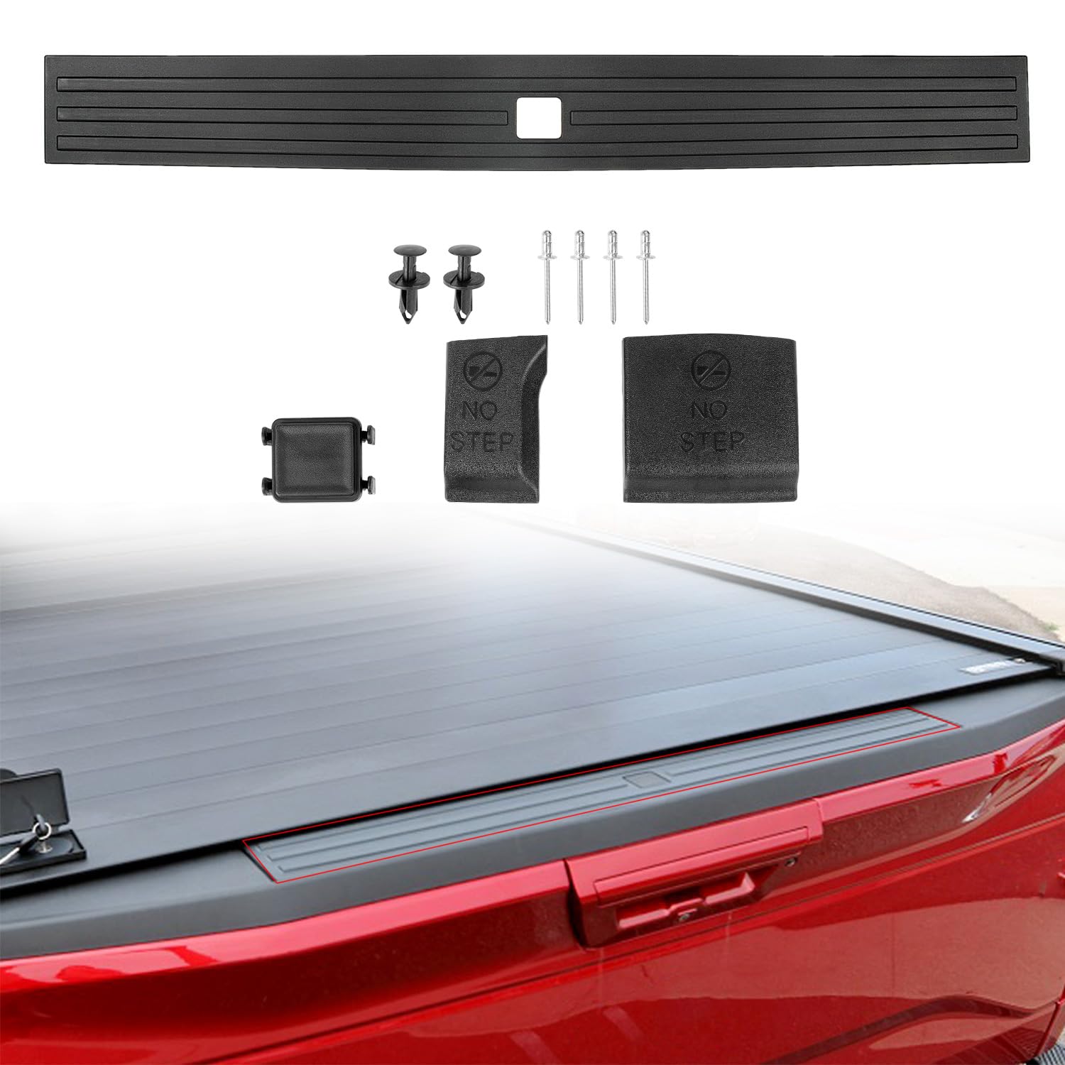 RANSOTO Tailgate Molding Top Trim Cap Compatible with 2015 2016 2017 2018 2019 2020 Ford F-150 F150 Flexible Step Center Piece Protector Cover Replaces FO1904135