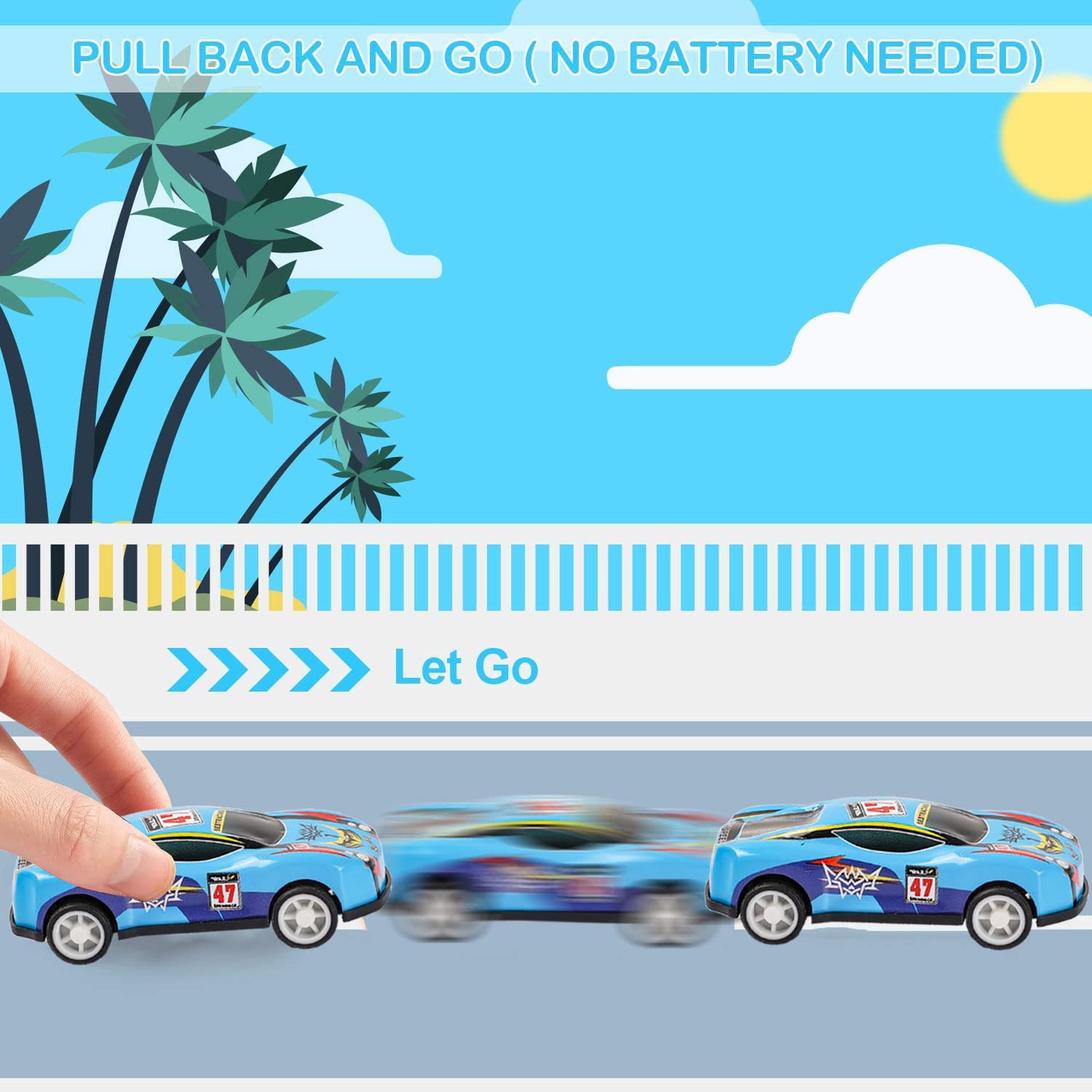 Valentines Day Cards for Kids - 32 Pack Race Cars Valentines Greeting Cards with Pull Back Cars Toys & Temporary Tattoos, Valentines Day Exchange Gift Cards for Boys Classroom School Party Supplies
