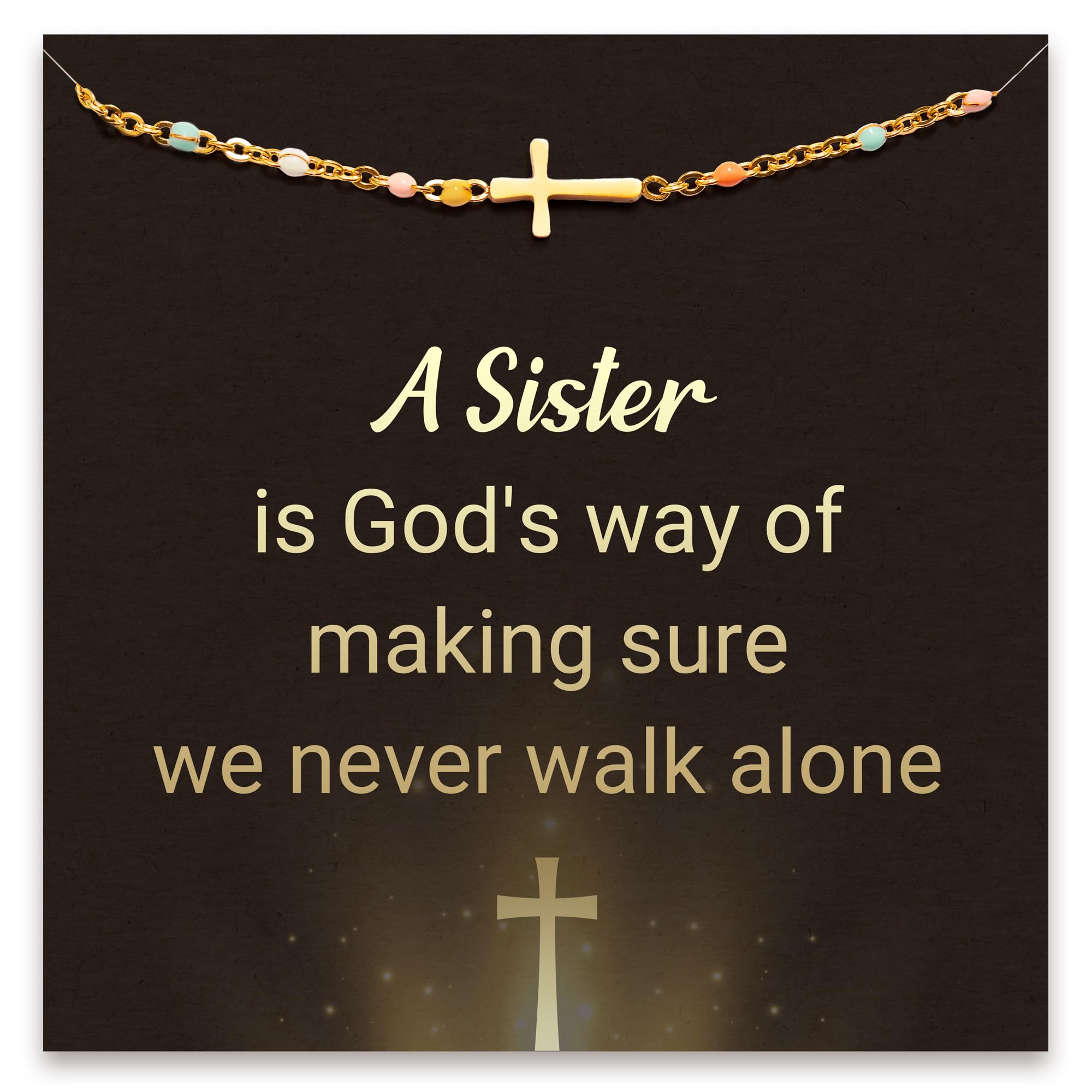 STORYJEWELLERY Gifts for Sisters from Sisters, Sister Birthday Gifts Ideas, Sisters Gifts from Sister, Brother to Sister Gifts, Sister Bracelet, Cross Bracelet, Christmas Gifts for Sister