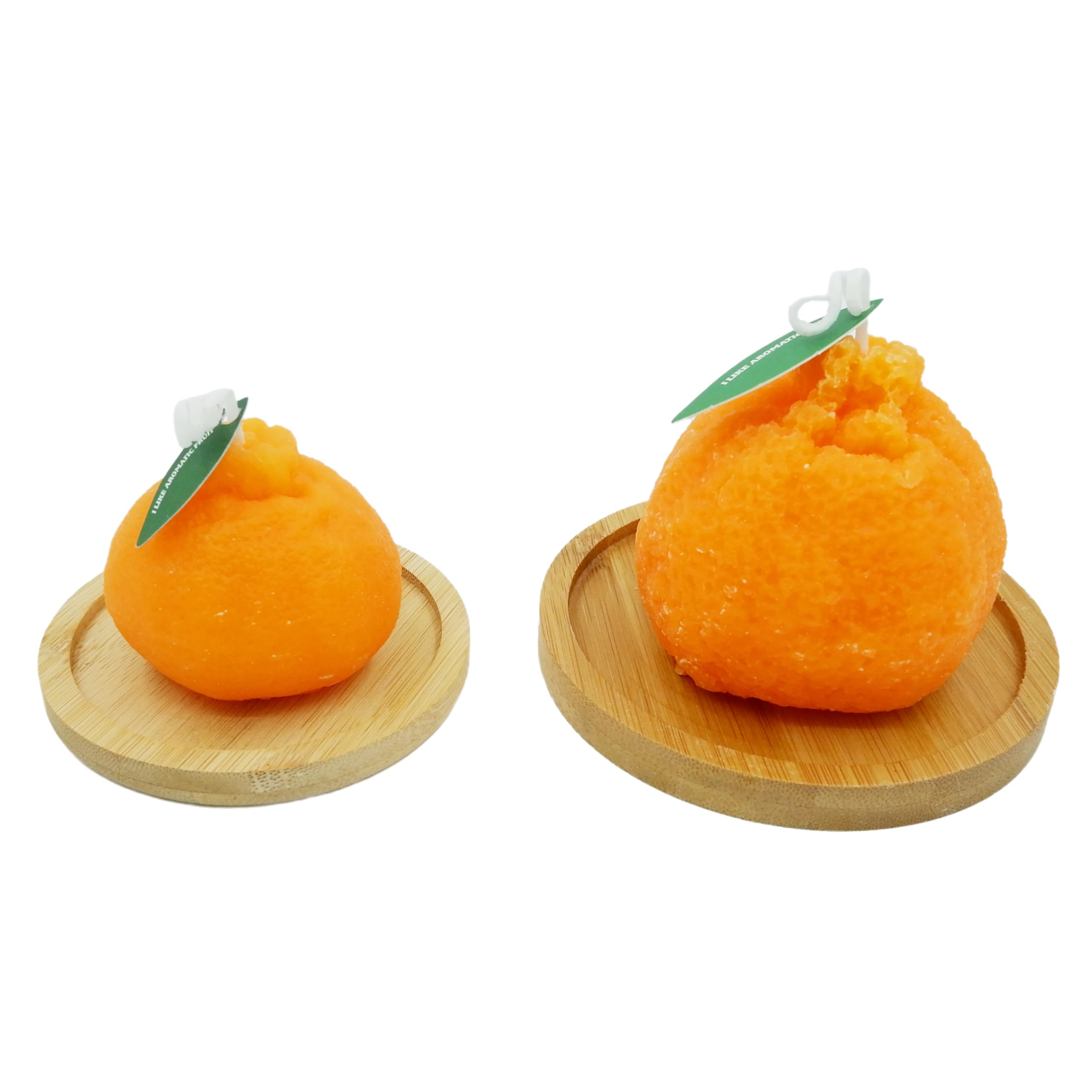 2Pcs Orange Shaped Candles Scented 2Pcs Bamboo Candlestick Tray,Cute Decorative Soy Candle,Handmade Smokeless Candles,Home Decoration Aesthetic Candle,Photo Prop,Valentine,Novelty Candles Birthday