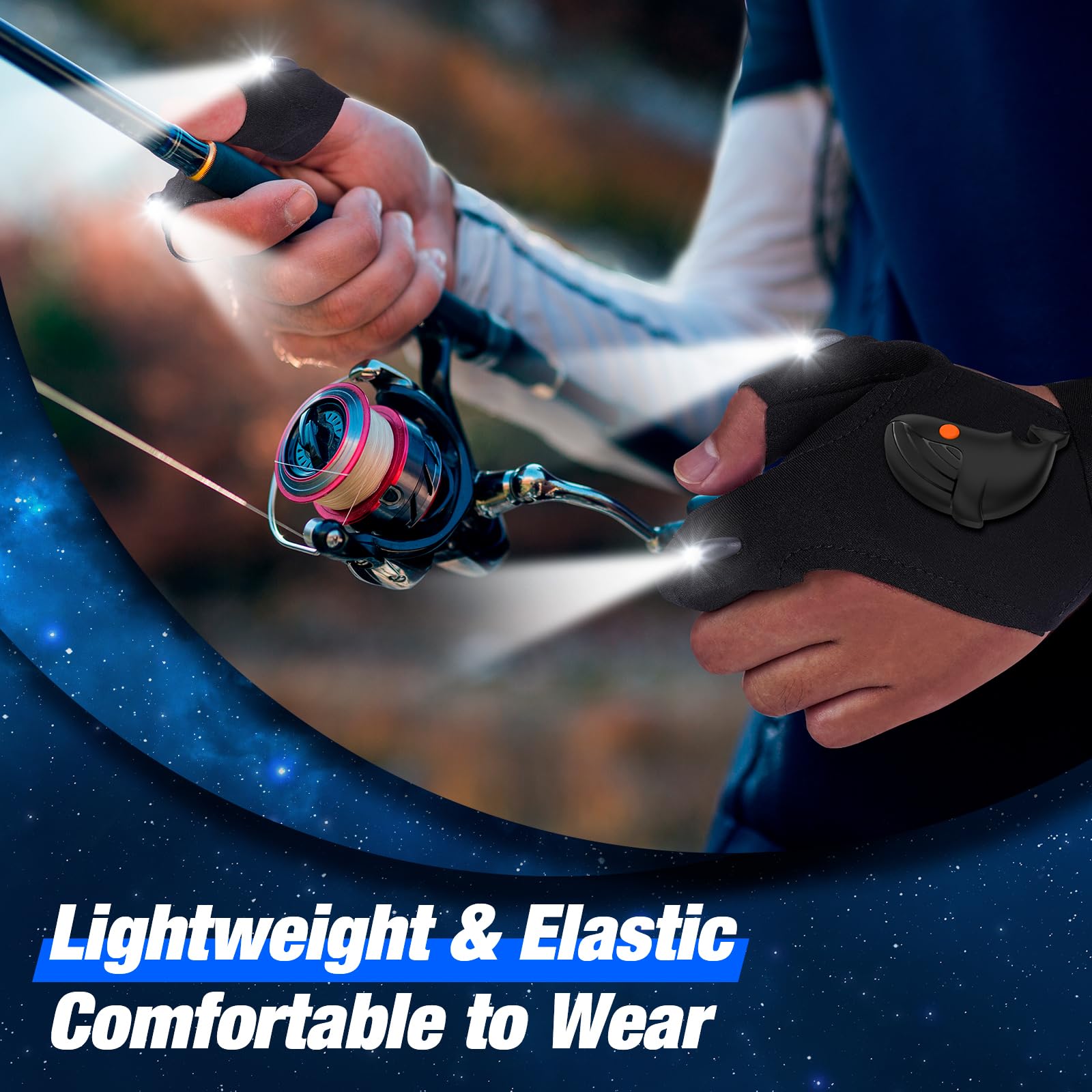 Flashlight Gloves Gifts for Men: LED Flashlight Waterproof Gloves Stocking Stuffers for Men Dad Cool Gadgets, Christmas Birthday Gift Ideas for Husband Boyfriend Him Hands-Free Lighted Work Gloves