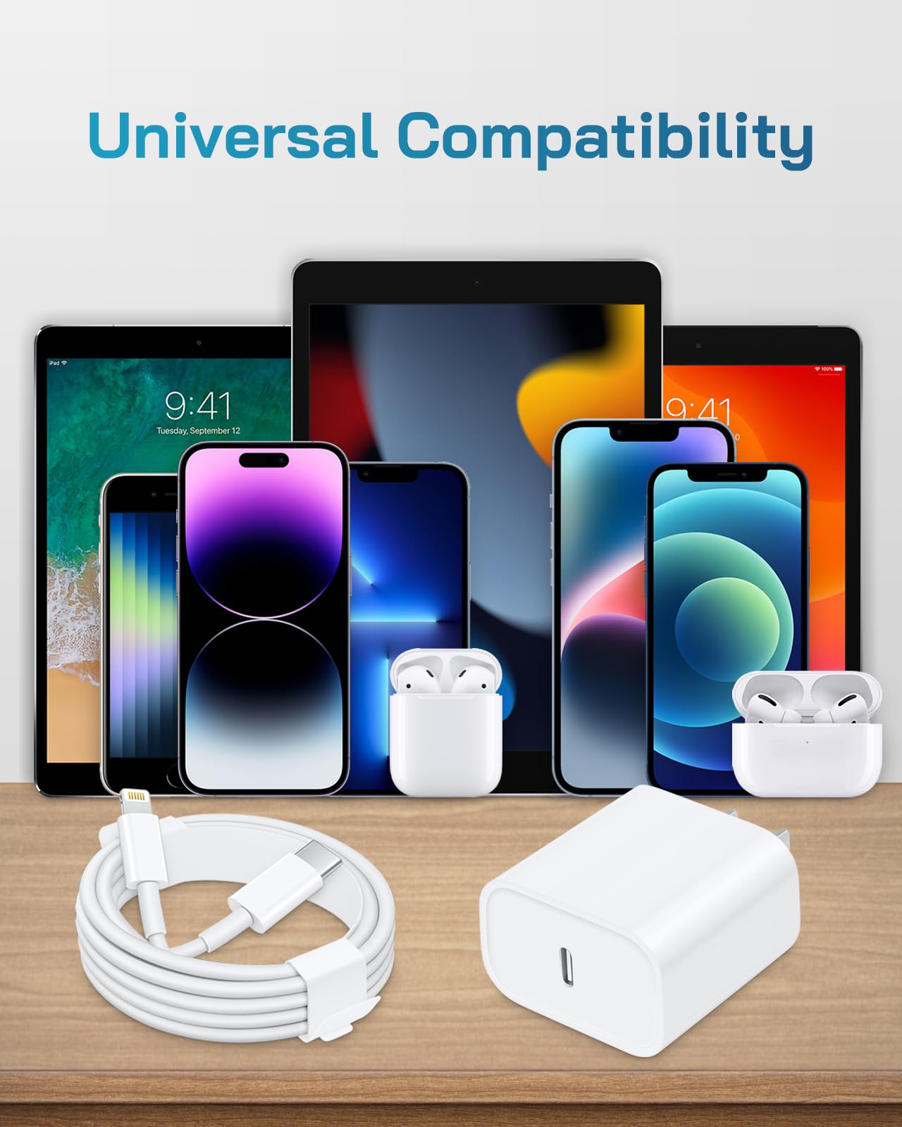 i Phone Charger Fast Charging-20W USB-C Wall Charger Block with 6 Ft Charger Cord [MFi Certified] Compatible with IP 14/13/12/11/X Series, i Pad & More [3Pack]