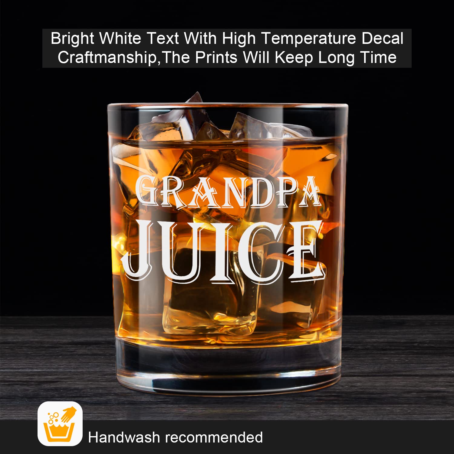 LIGHTEN LIFE Grandpa Juice Whiskey Glass 12 oz,Unique Grandpa Gifts in Valued Wooden Box,Funny Grandpa Gifts Ideas for New Grandpa,Birthday from Grandson,Granddaughter