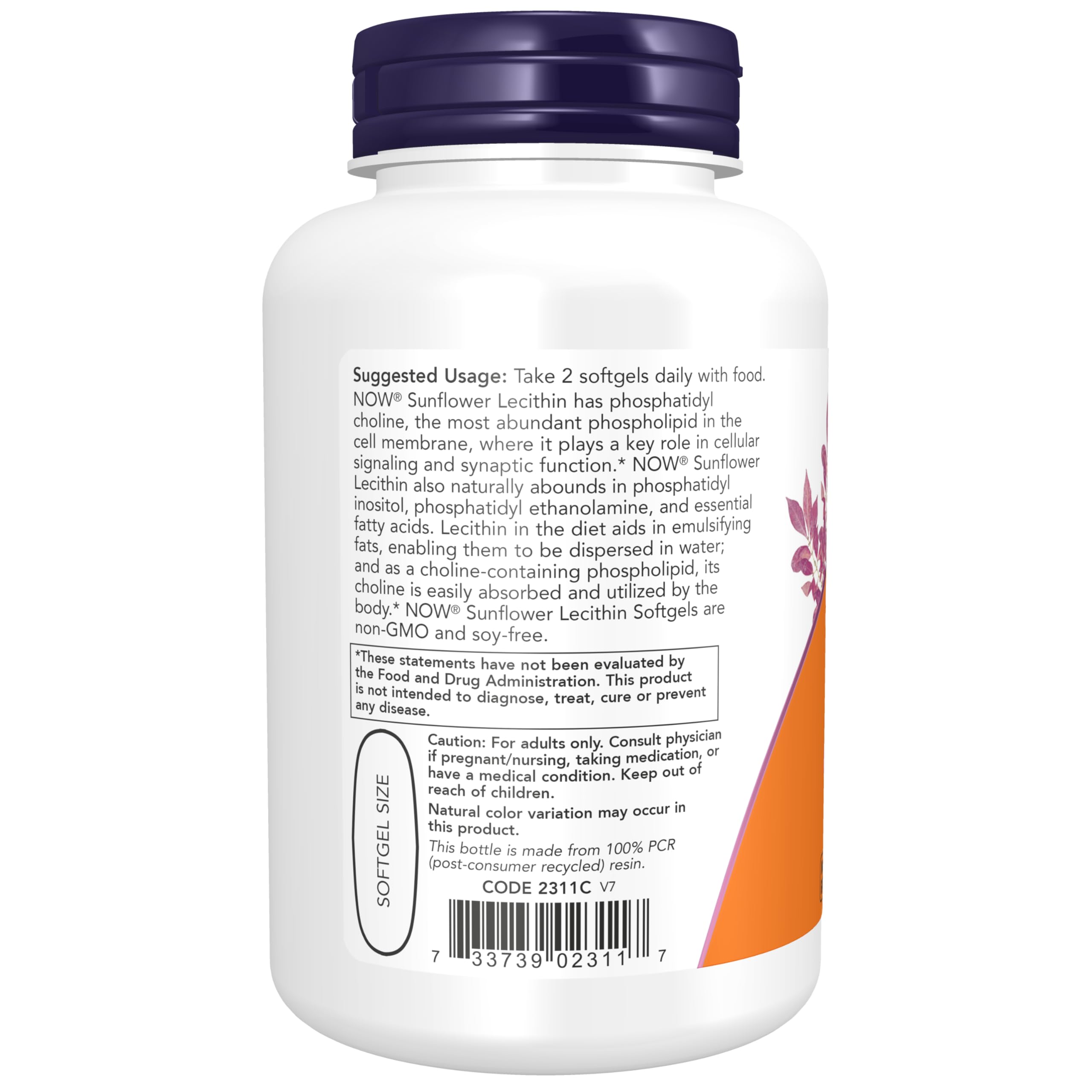 NOW FOODS Sunflower Lecithin 1200MG, 100 Count