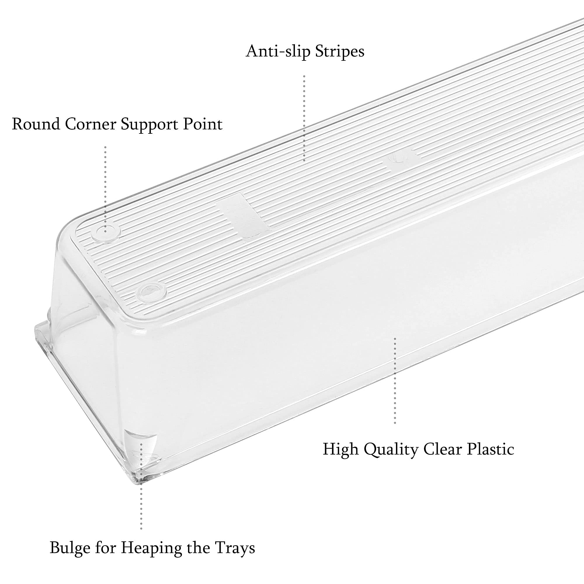 LotFancy 8 Pack Clear Plastic Drawer Organizers, Food Grade Storage Trays, Non-Slip Storage Bins for Kitchen Utensil, Silverware Cutlery, Bathroom, Office Desk, Makeup, Jewelry, 9.2''×3''×2''