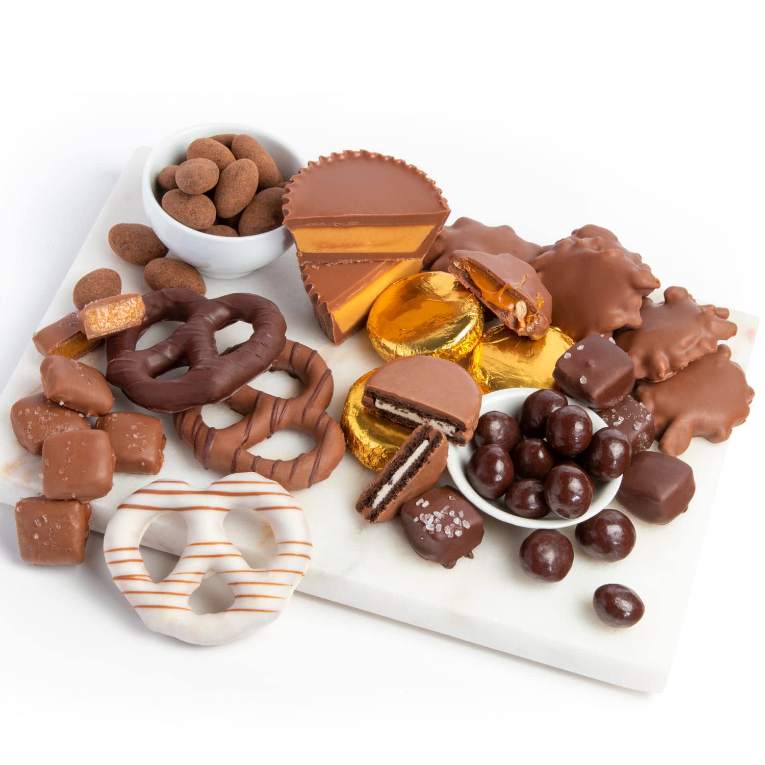 Blue Bow Gourmet Artisanal Chocolate Assortment Gift Tin for Easter, Birthday, Thank You