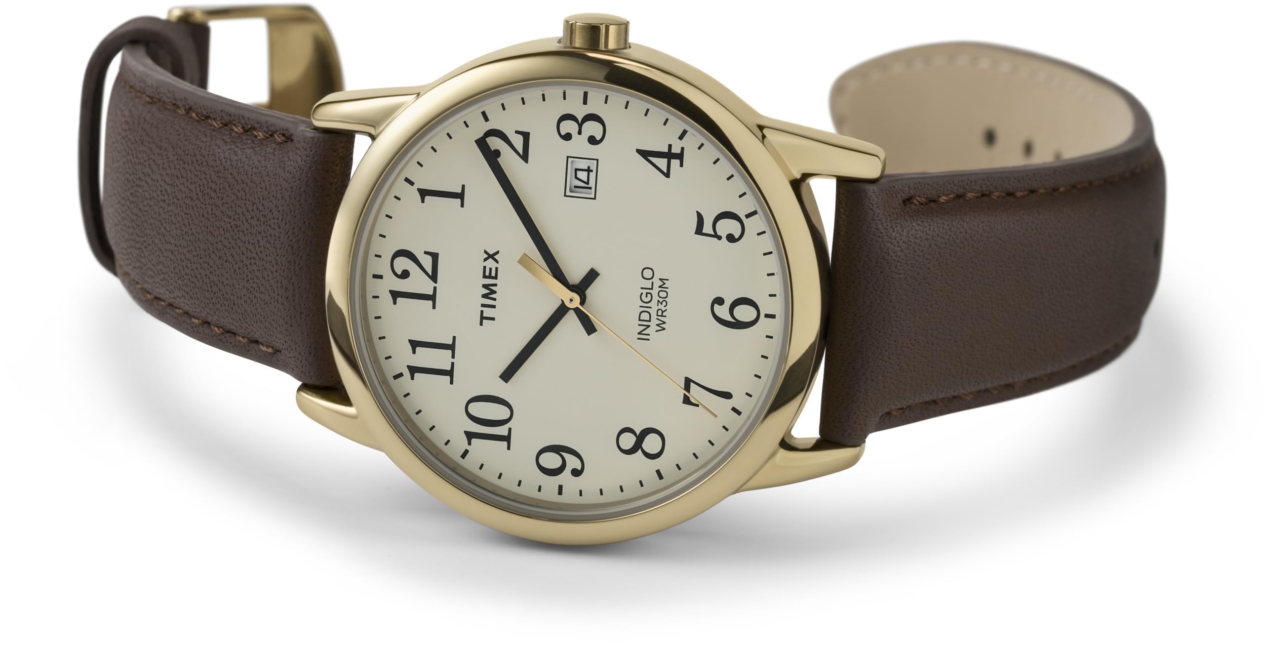 Timex Men's TW2P75800 Easy Reader 38mm Brown/Gold-Tone/Cream Leather Strap Watch