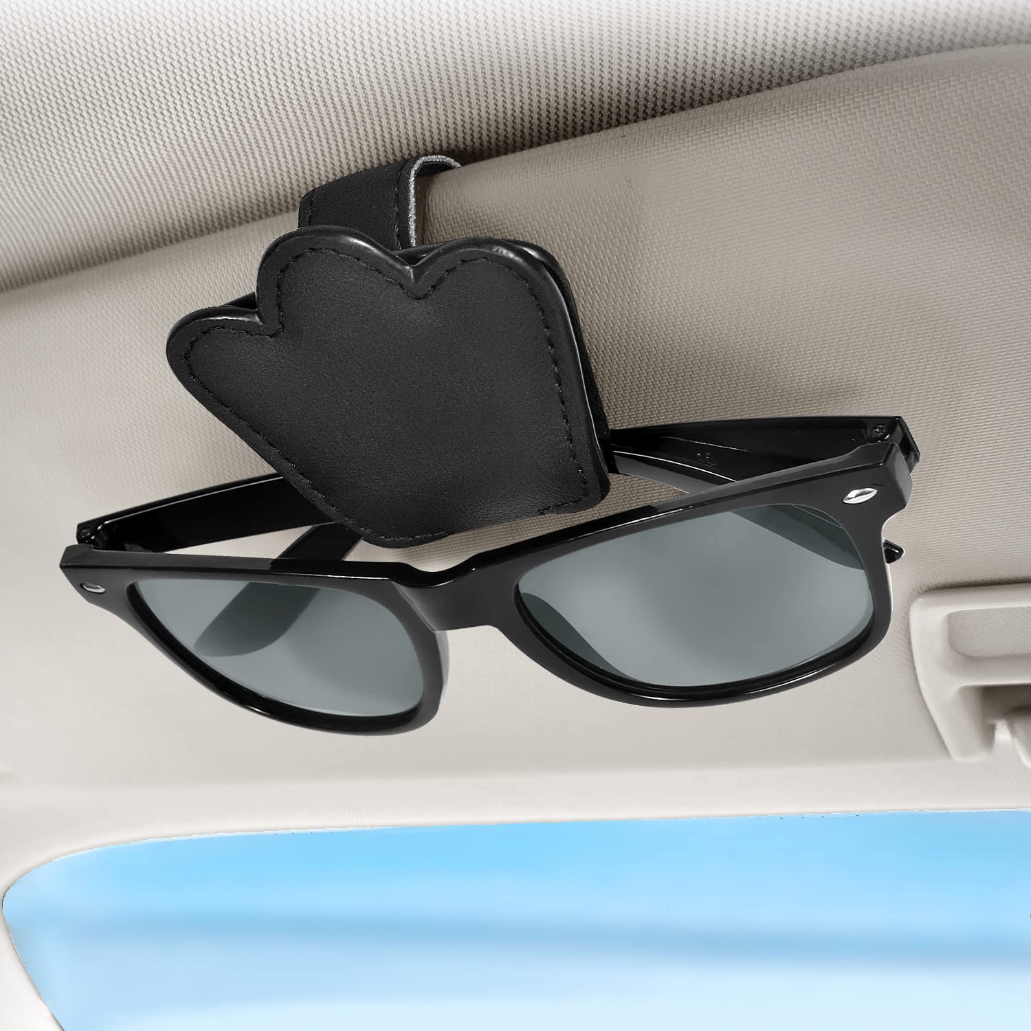 Aukmak 2Pcs Sunglasses Holder for Car Visor Sunglass Clip Magnetic Sun visor Eyeglass Holders Sunglasses Case Car Accessories Black