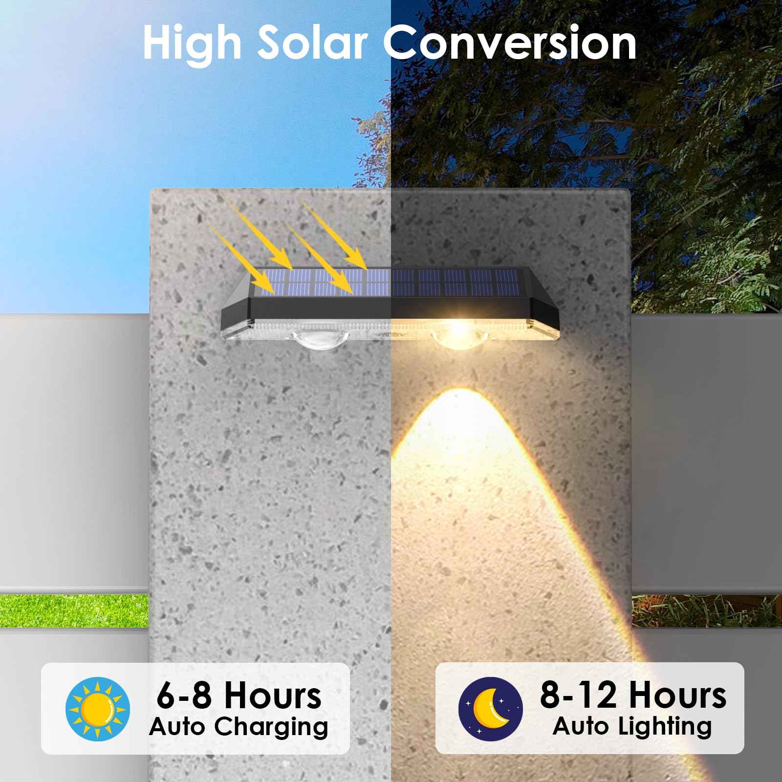 Solar Fence Lights Outdoor - 2700/4000/6000K 3 Mode, IP65 Waterproof Fence Solar Lights Outdoor, Solar Deck Lights for Outside, Backyard/Railing/Step/Patio/Deck Fence/Stair Railings and Wall (8 pack)