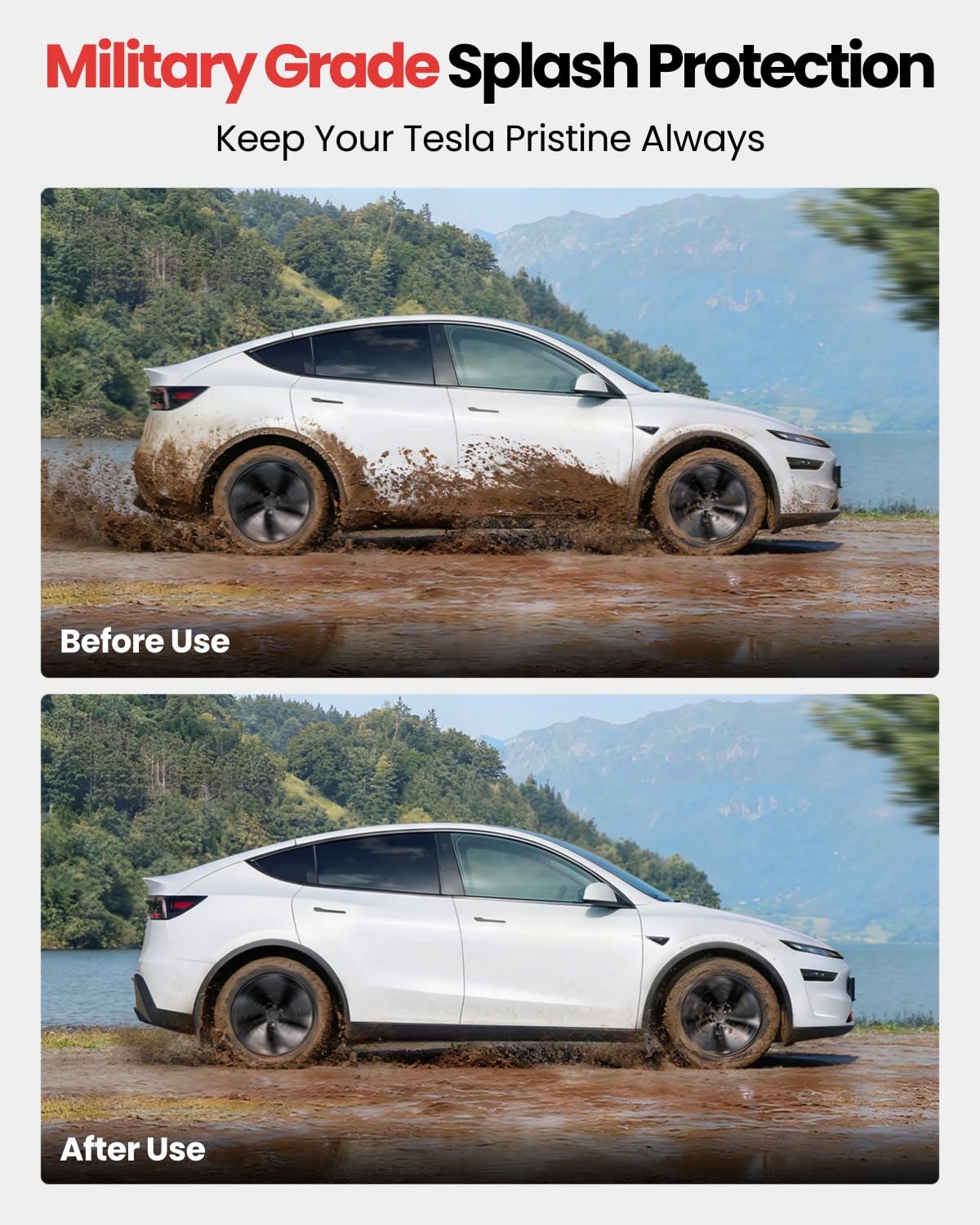 REEVAA 2026 Tesla New Model Y Juniper Accessories - Mud Flaps [Protect Paint, No Drilling Required] All-Weather Splash Guard Body Kits for Model Y Juniper 2025-2026, Black (Set of 4)