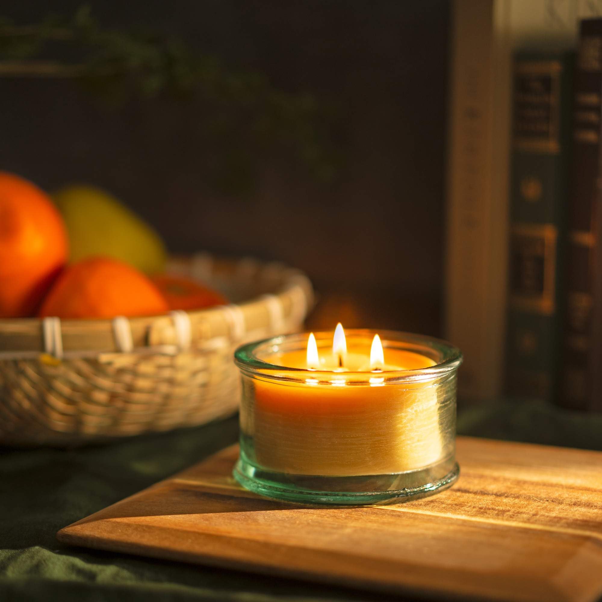 Bluecor Botanica Beeswax Candle: 3-Wick Scented Candle Handmade with Pure Beeswax and Tangerine & Geranium Essential Oils