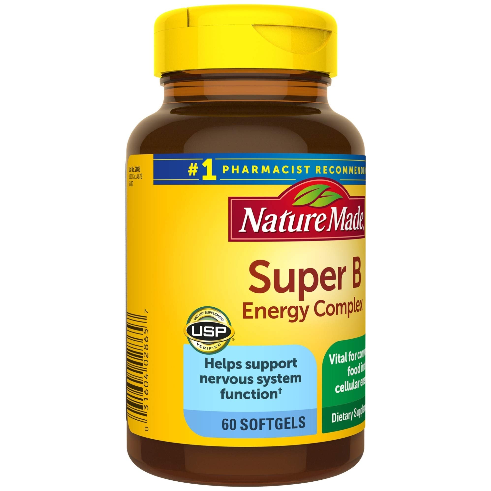 Nature Made Super B Energy Complex, Dietary Supplement for Brain Cell Function Support, 60 Softgels, 60 Day Supply