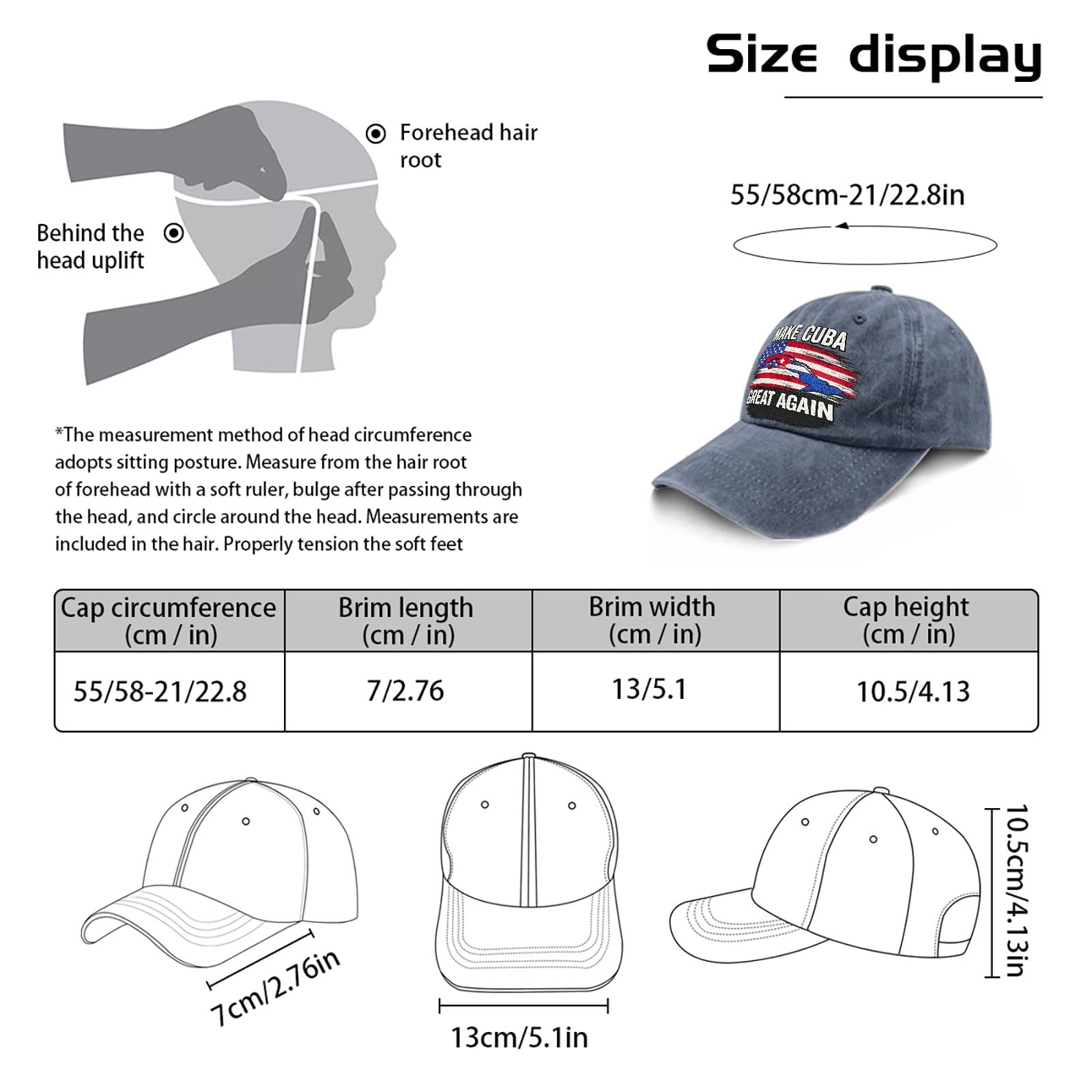 Make Cubas Great Again Hat for Women Soft Washed Distressed Baseball Cap