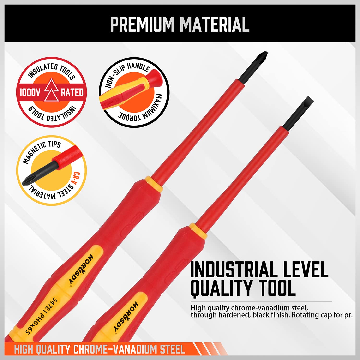HORUSDY 1000V 6-Piece Mini Insulated Screwdriver Set, Magnetic Tip Mini Electrician Screwdriver Set Slotted(1.8mm,2.0mm2.5mm,3.0mm), Phillips: (PH00, PH0)