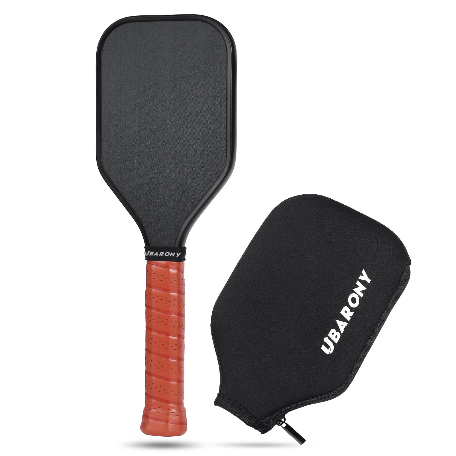 Pickleball Training Paddle, 7.6-8.2oz Pickleball Trainer 16mm, Raw Carbon Fiber Sweet Spot Pickle Ball Paddle with Paddle Cover, Extra Long Handle for Men Women, Shot and Spin Frosted Surface