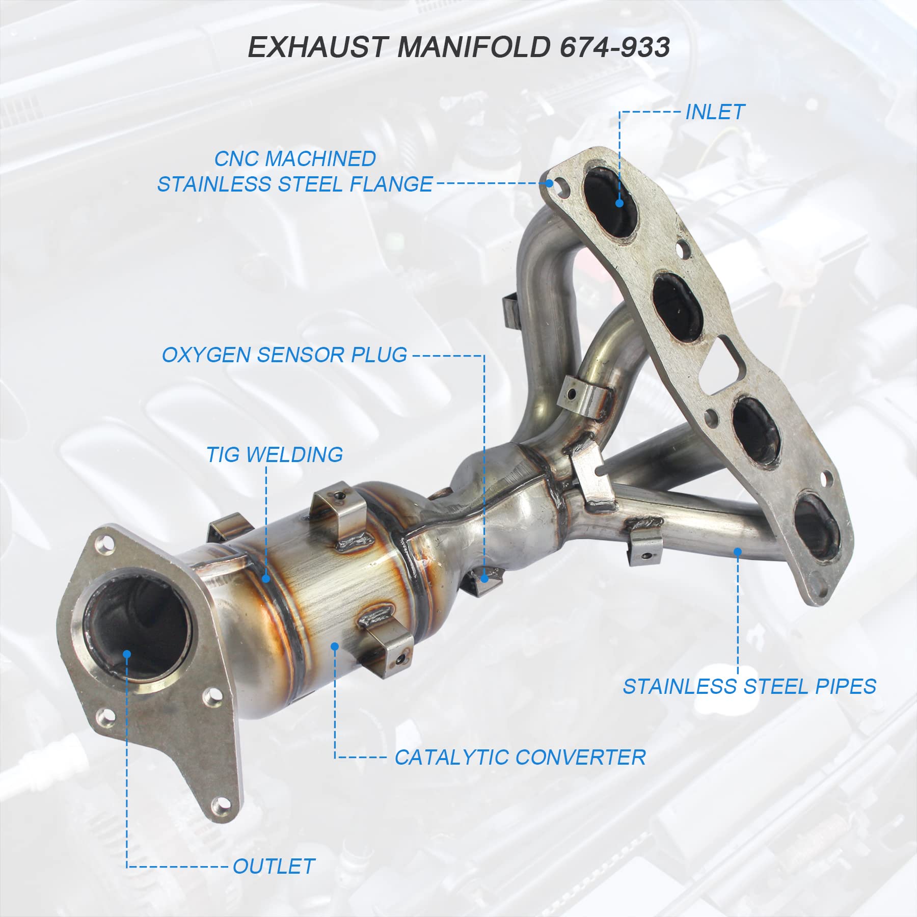 JDMSPEED New Exhaust Manifold with Gasket Replacement for Nissan Altima L4 2.5L 2007 2008 2009 2010 2011 2012 2013 Replaces 674-933 140E2-JA02E 140E2-ZX31E