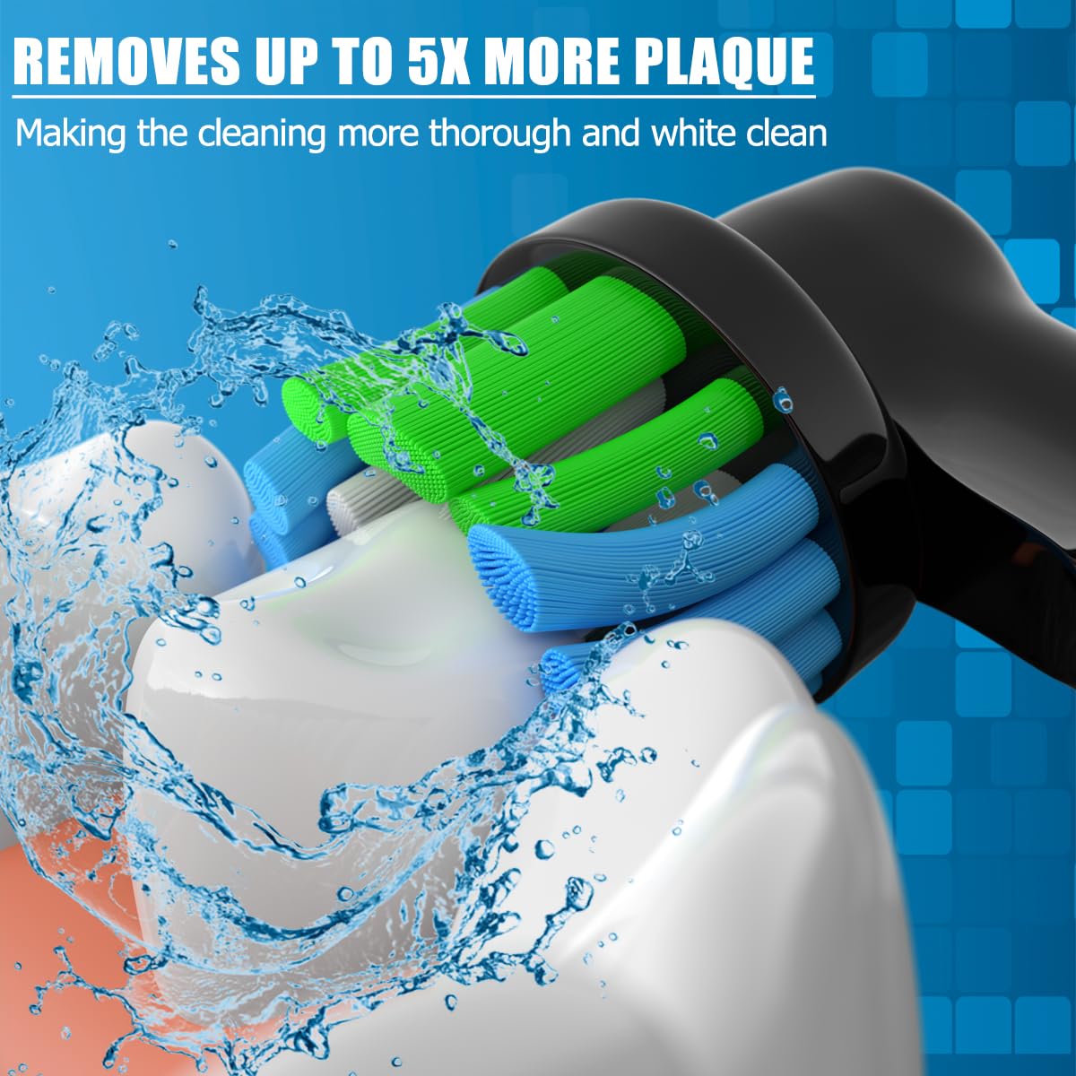 Rupsodal Replacement Heads Compatible with Oral B Braun, 16 Pcs Professional Electric Toothbrush Heads, Replacement Brush Heads Compatible with Pro 1000/1500/7500/3000/7000/8000/500, Black