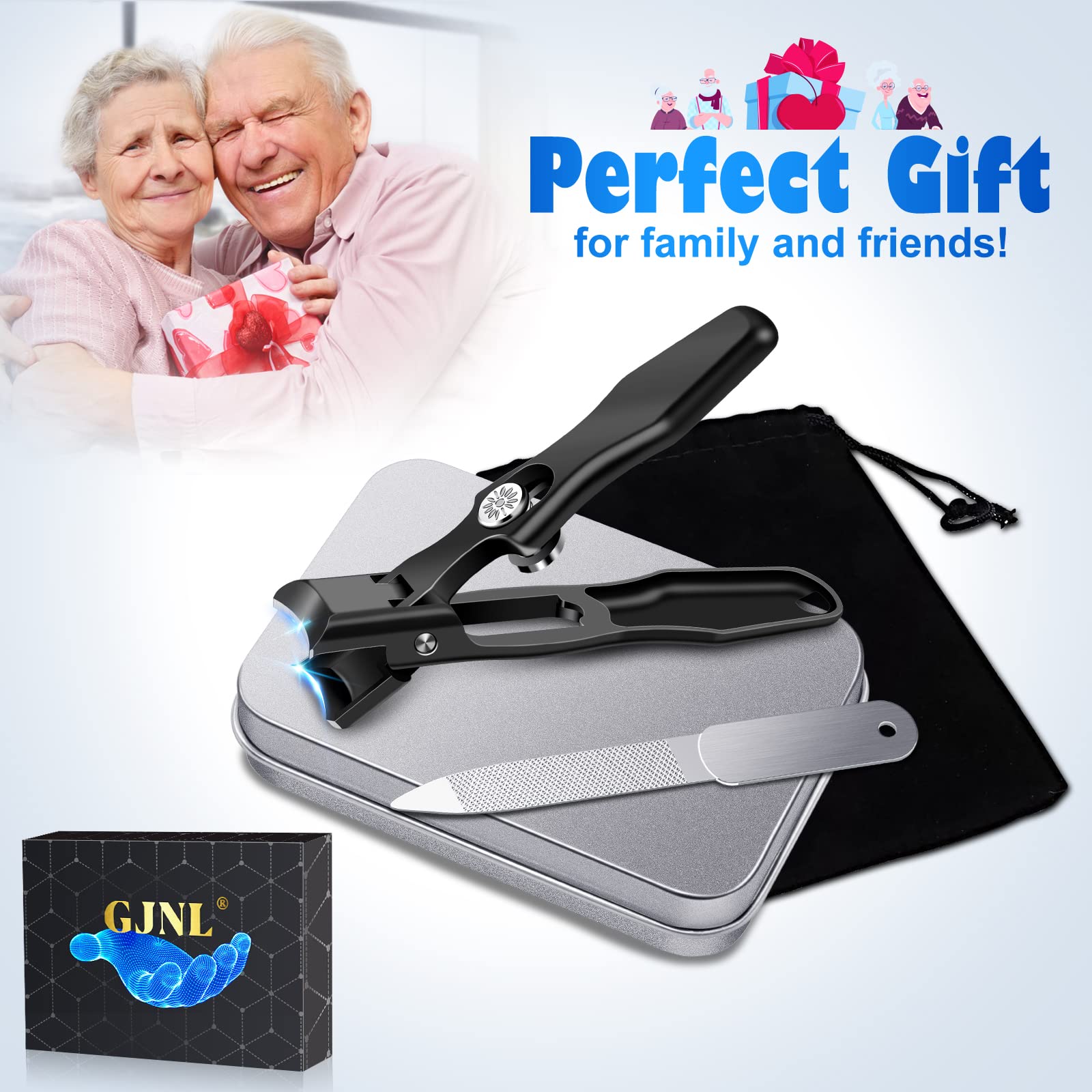 German Nail Clippers for Men Thick Nails, Large Wide Jaw Opening Toenail Clippers for Seniors with Catcher - Heavy Duty Stainless Steel No Splash Fingernail Clippers Cutter w Storage