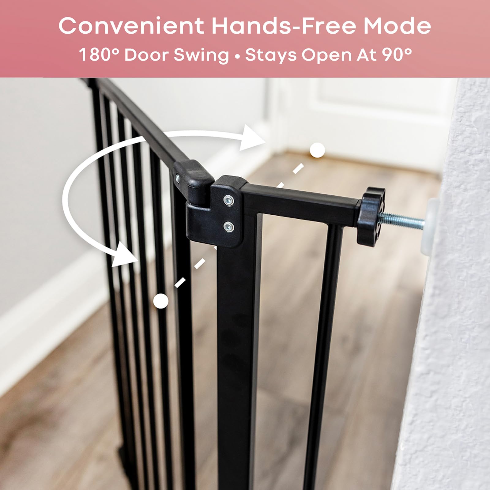 Mom's Choice Award-InnoTruth Dog Gate for Stairs, 28.9-42.1" Wide Baby Gate Indoor for Doorways, 30" Tall Pet Gate for Dogs Easy Walk Thru One Hand Opeing Dual Lock, Pressure Mount Easy Install, Black