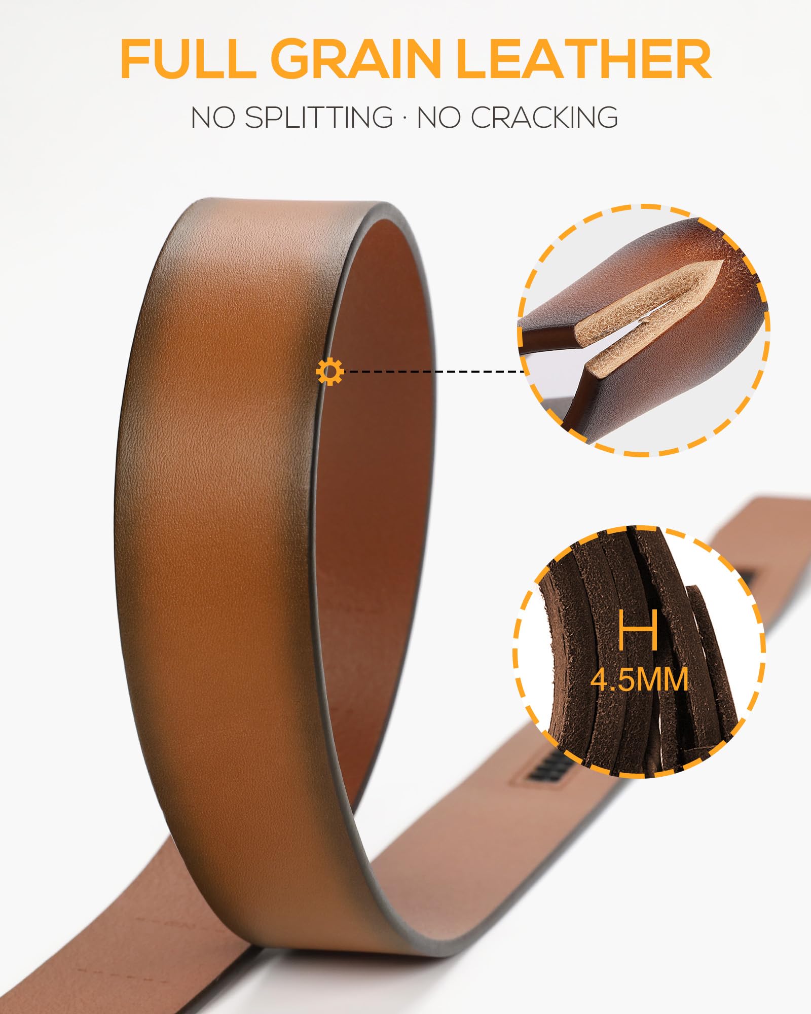 CHAOREN Ratchet Belts for Men - 1.5" Mens Belts Leather for Causual Jeans - Versatile Fit, Customizable Style