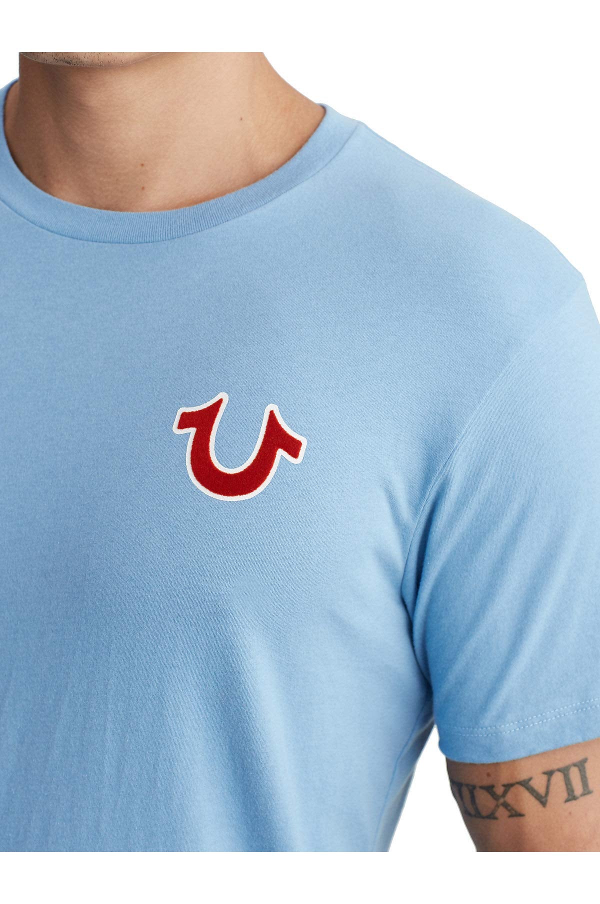 True Religion Men's Buddha Logo Crew Neck Tee, Oasis Blue, Medium