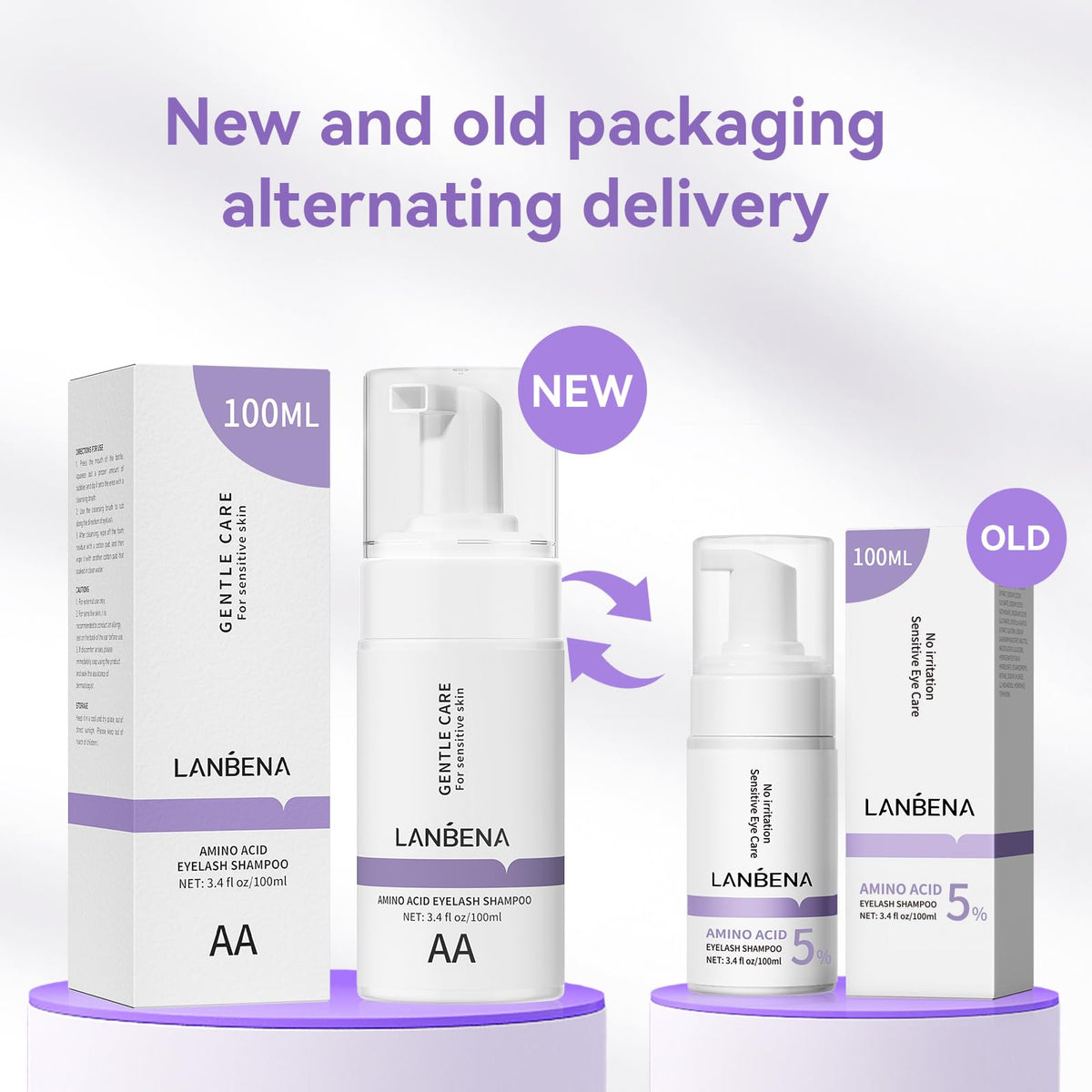 LANBENA 100ml Eyelash Extension Cleanser/Shampoo with AMINO ACID, Oil Free Foam Bath Lash Cleaning Kit with Brush,Home Salon Use