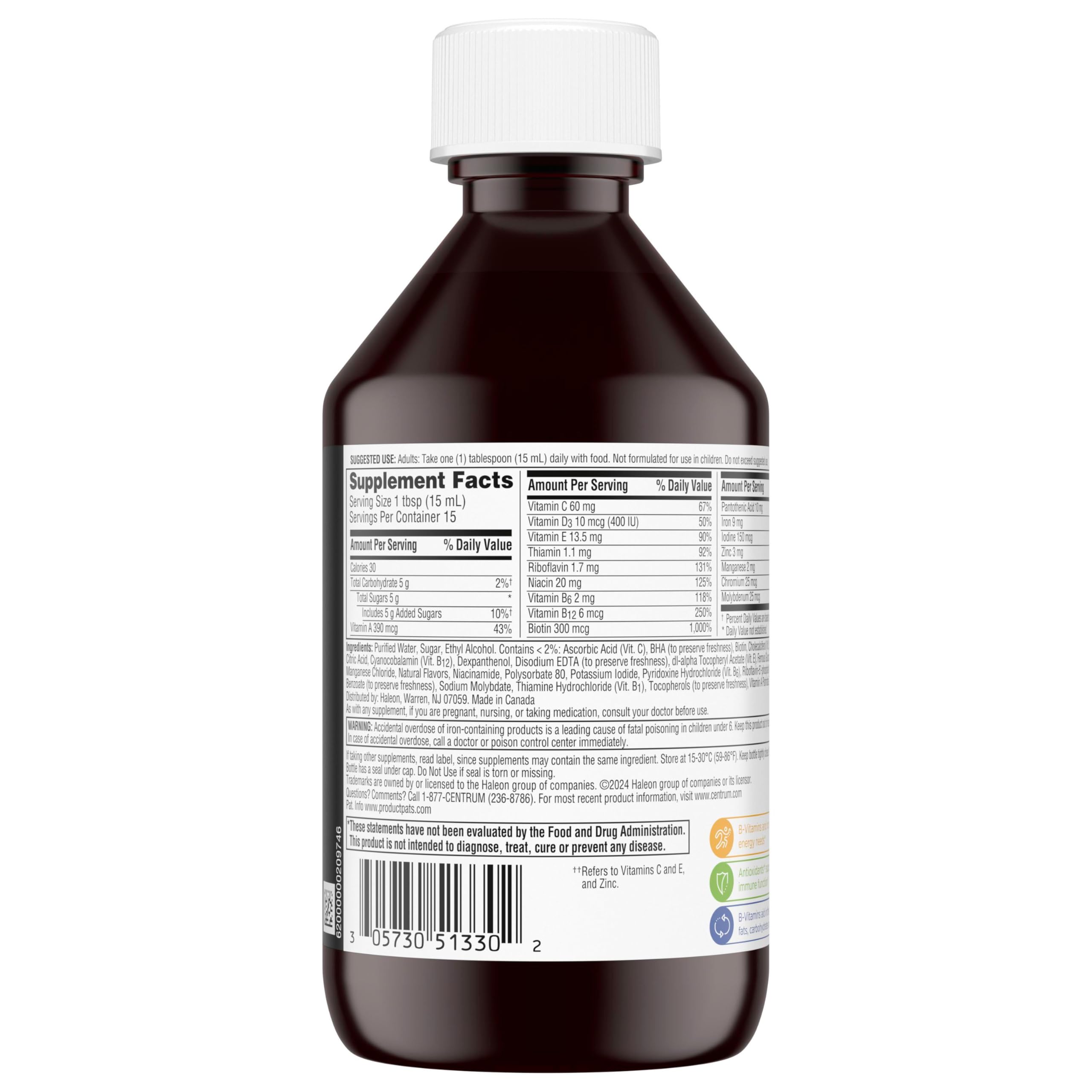 Centrum Liquid Multivitamin for Adults, Multivitamin/Multimineral Supplement with B Vitamins and Antioxidants, Citrus Flavor - 8 Fl Oz