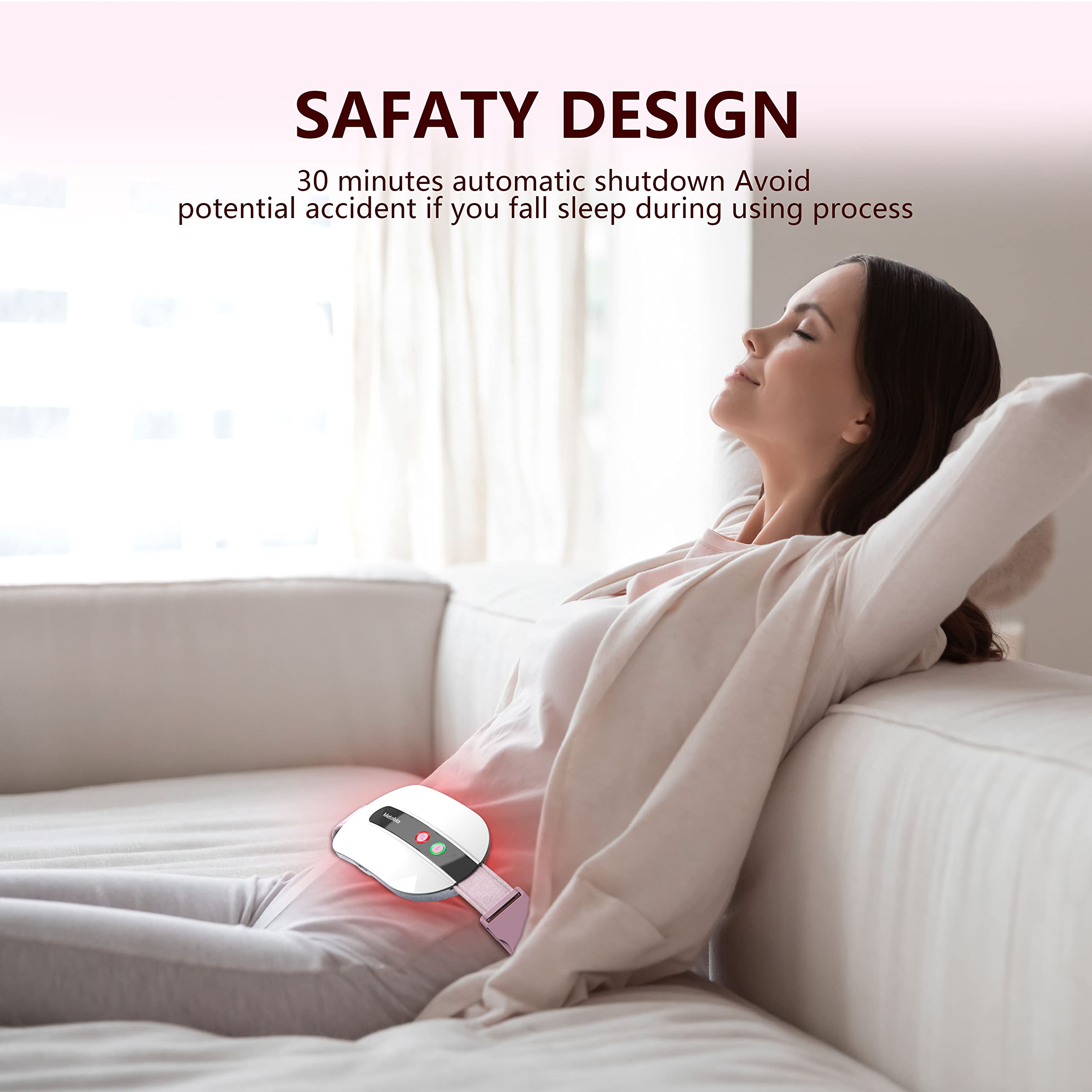 Portable Cordless Heating Pad, Heating Pad for Back Pain with 3 Heat Levels & 3 Vibration Massage Modes, Portable Electric Fast Heating Belly Wrap Belt for Women and Girl(White)