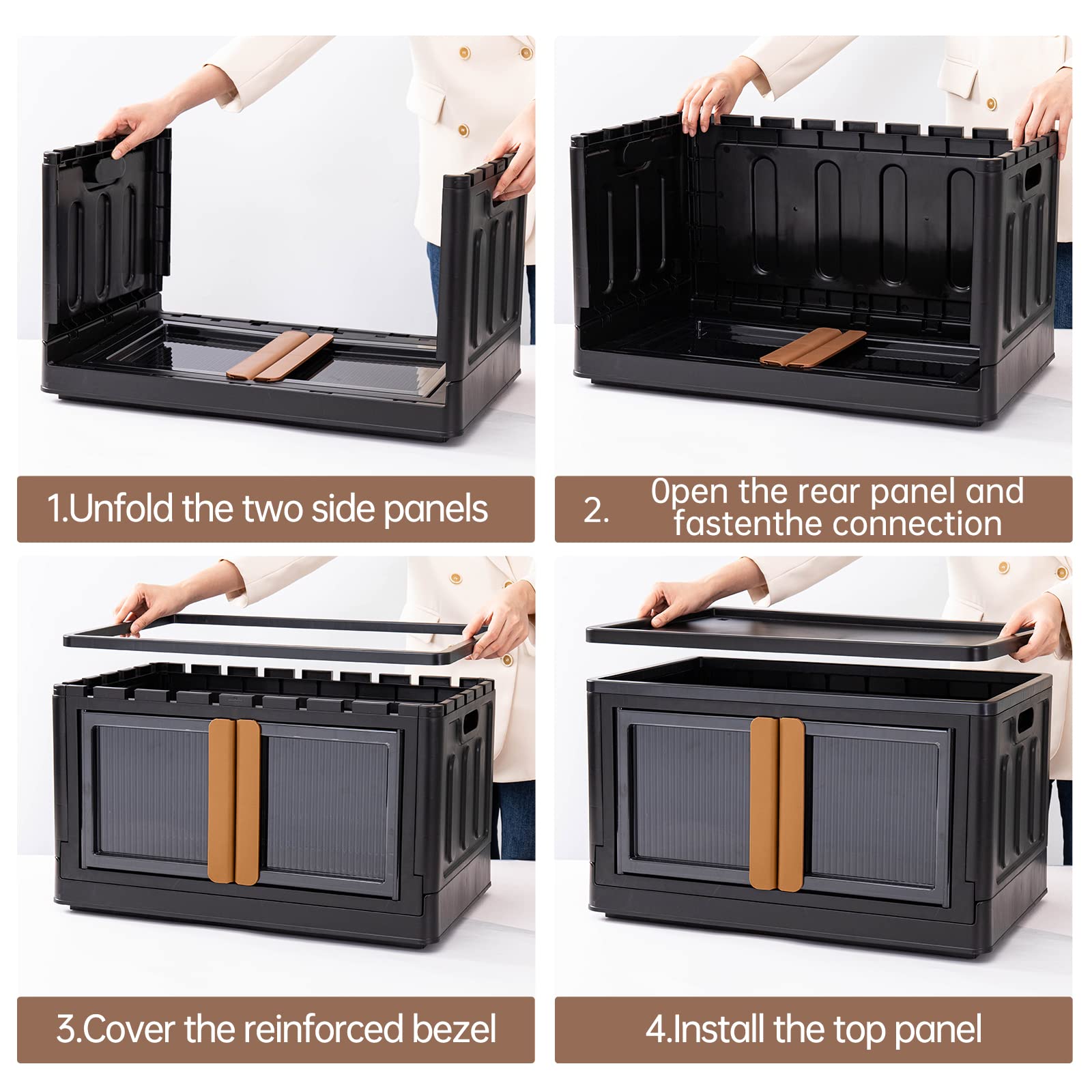 HAIXIN Plastic Storage Bins - 6 Pack, 100Qt Black Heavy Duty Storage Shelving Unit with Wheels, Multifunctional for Pantry, Garage, Dorm, Bathroom, Bedroom, Basement