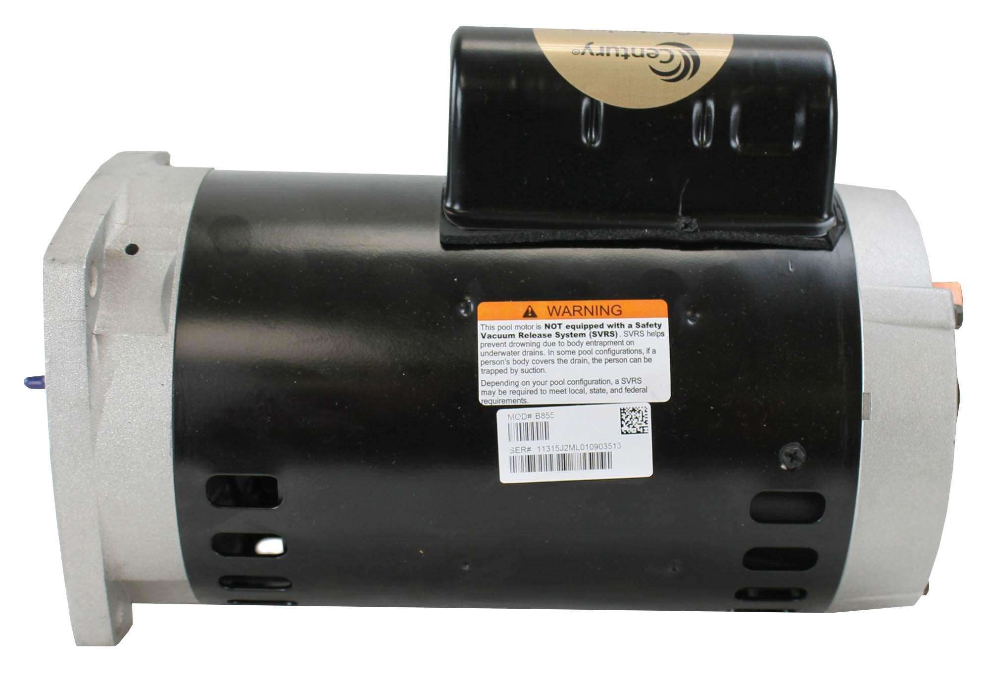 Century Electric Motor PSC, Up-Rated, Single-Speed, Switchless, 2HP, 3450RPM, 230V, 10 AMPS, 1.1SERVICE Factor, Square Flange
