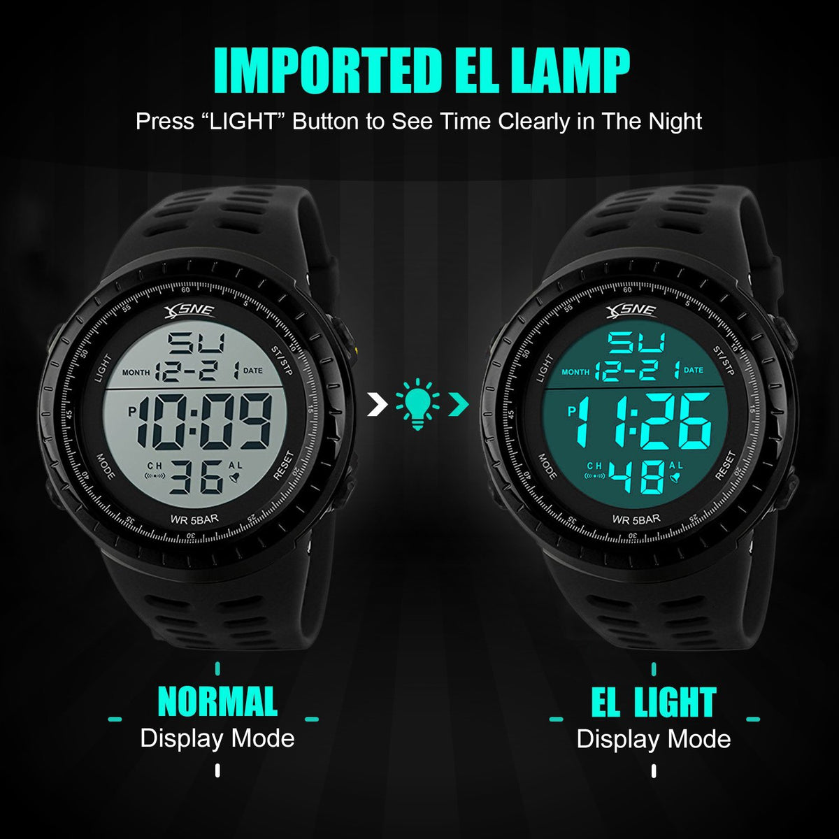 Mens Digital Watch Sports Military Watches Waterproof Outdoor Chronograph Wrist Watches for Men with LED Back Ligh/Alarm/Date Simple Watch 1167
