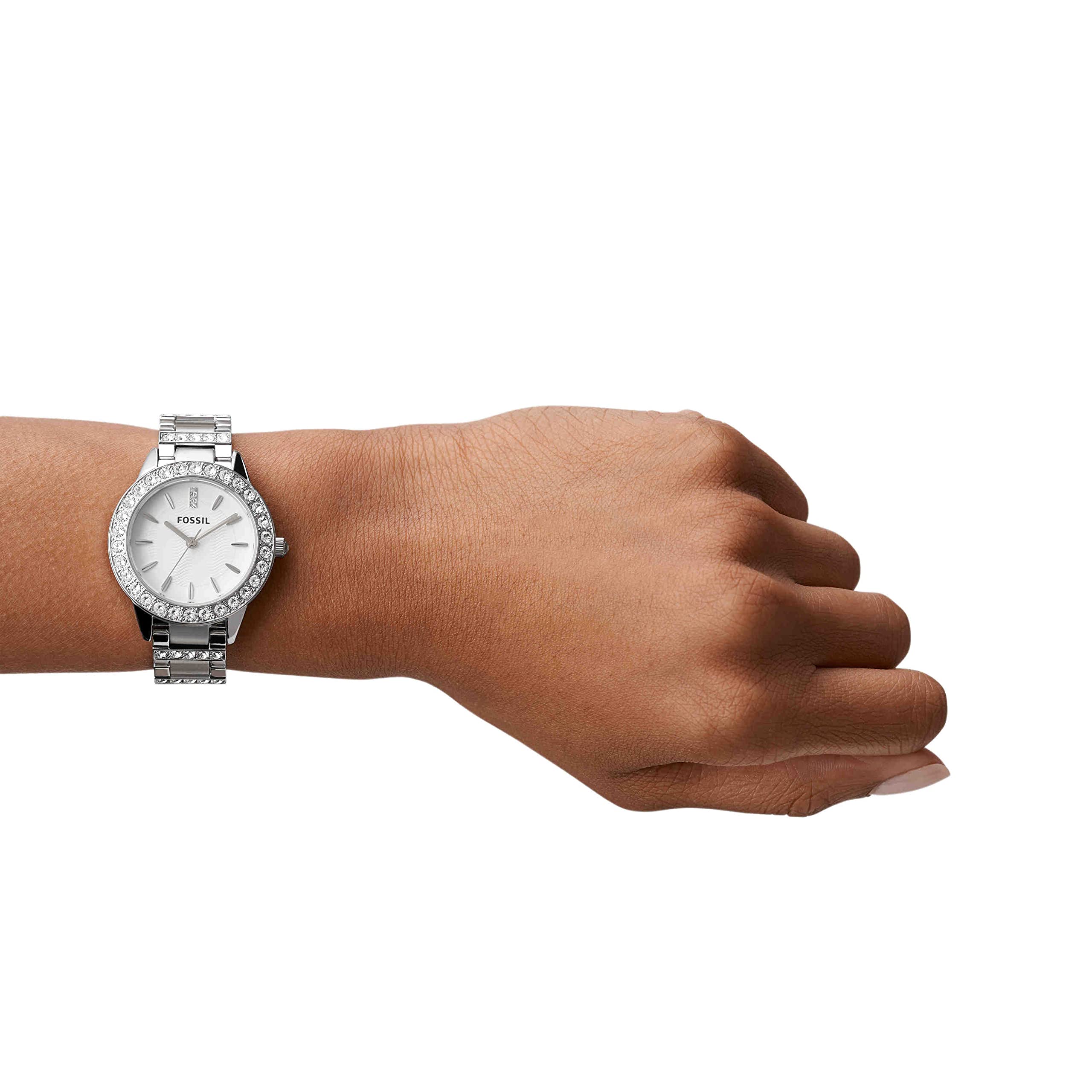 Fossil Women's Jesse Quartz Stainless Steel Three-Hand Watch, Color: Silver Glitz (Model: ES2362)