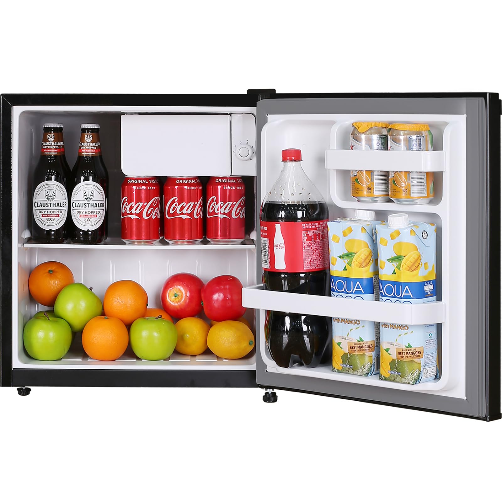 Frestec 1.7 Cu.Ft Mini Fridge with Freezer,Mini Fridge for Bedroom,Small Refrigerator,Dorm Refrigerators with Freezer,Compact Refrigerator for Office,Apartment,Dorm,Bedroom (Black)