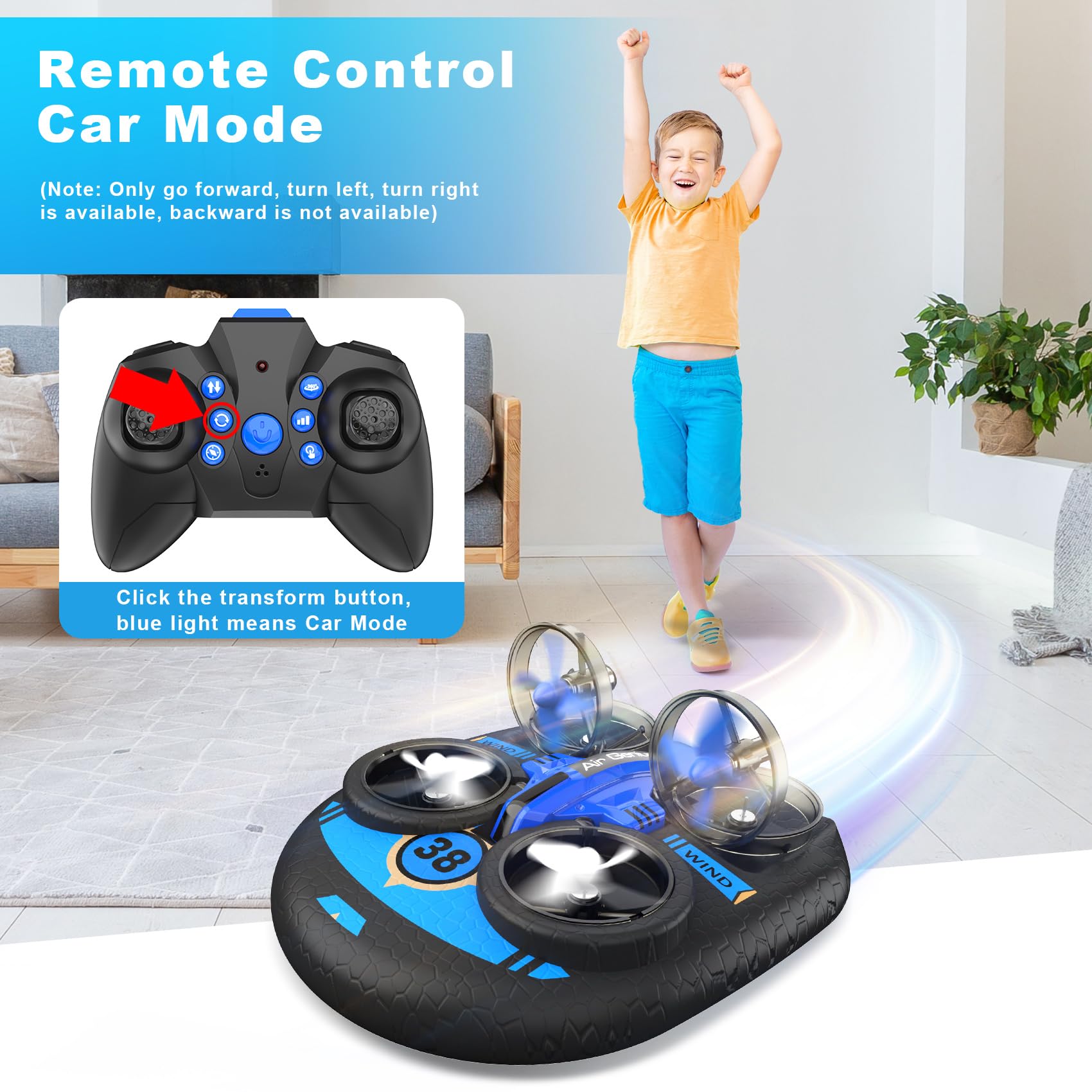 Oddire Mini Drone for Kids 8-12 & Adults, Drones & Cars 2 in 1 Toy with One Key Take Off-Landing, Altitude Hold, Headless Mode, 360° flip, Car Mode, 2 Batteries, Gift Kids Toys for Boys and Girls