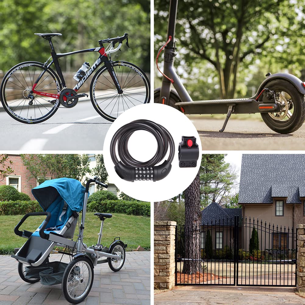 NDakter Bike Locks, 4 Feet Bike Lock Cable, High Security 5 Digit Resettable Combination Coiling Bicycle Lock Scooter Lock, Heavy Duty Anti Theft Cable Locks with Mounting Bracket