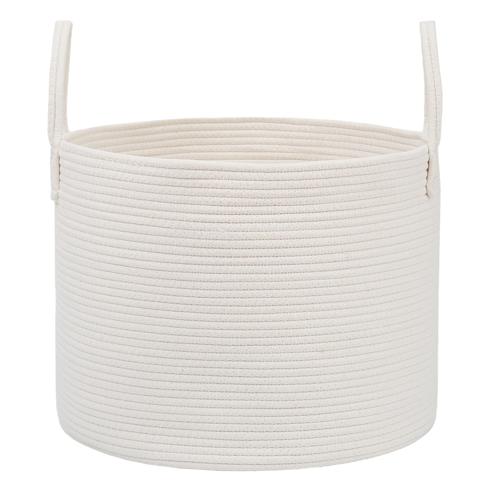 JMvicyroam 65L Extra Large Blanket Basket for Living Room - Woven Cotton Rope Laundry Hamper with Reinforced Handles - Storage Bin for Pillows, Comforters & Toys - Machine Washable,White