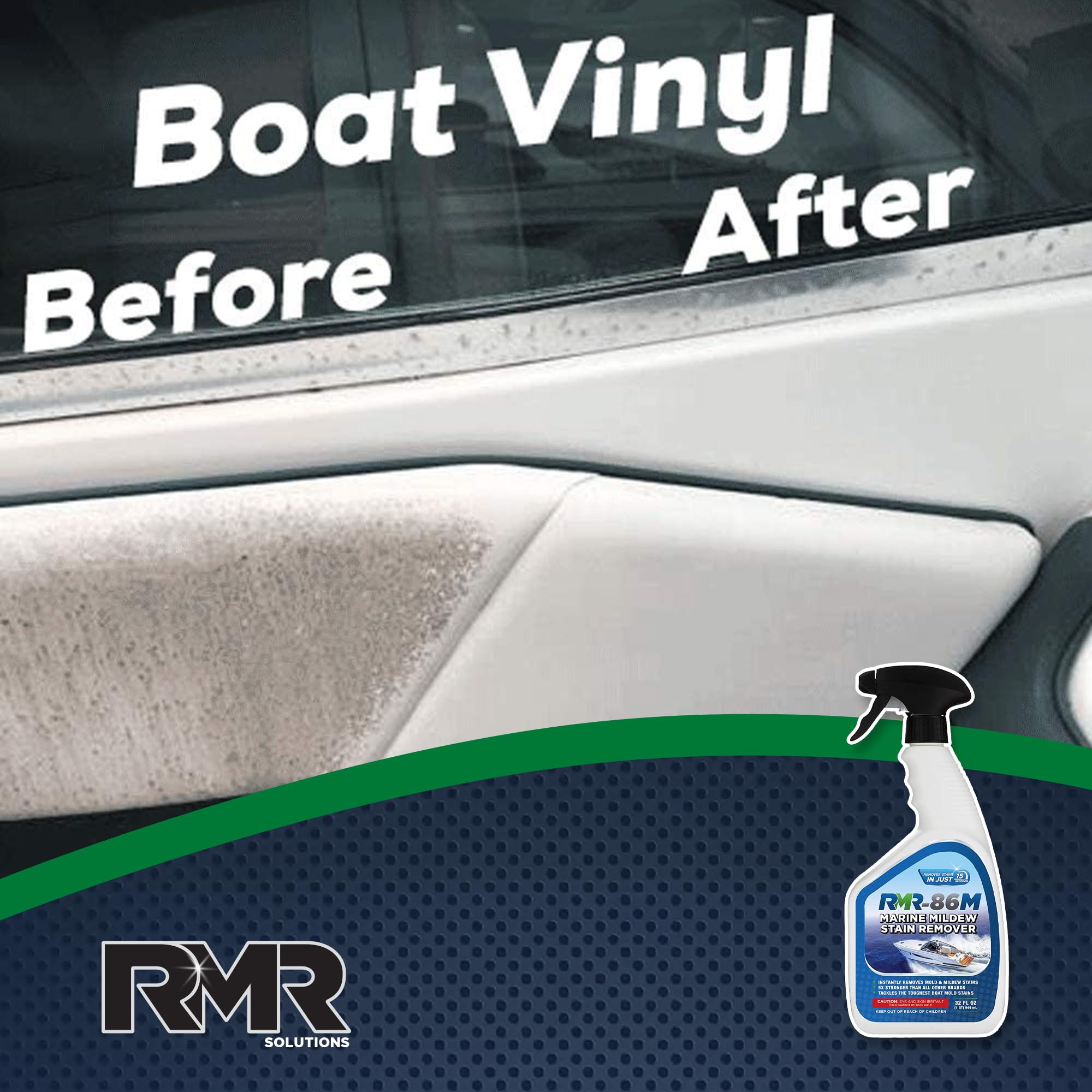 RMR-86M Marine Stain Remover, Professional-Strength Mold Stain & Mildew Stain Eliminating Cleaning Spray For Boats & Marine Surfaces, 32 oz