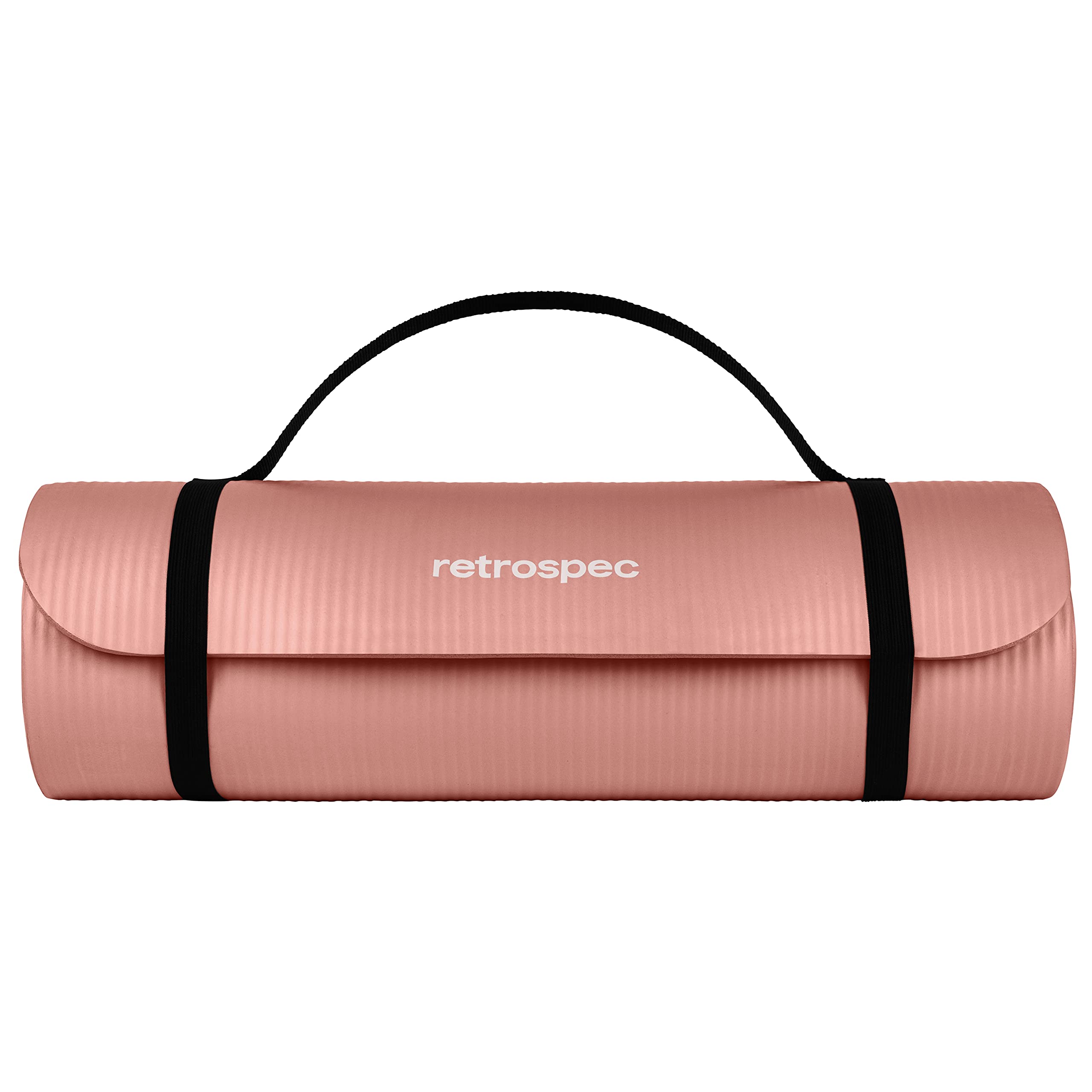 Retrospec Solana Yoga Mat 1" Thick w/Nylon Strap for Men & Women - Non Slip Exercise Mat for Home Yoga, Pilates, Stretching, Floor & Fitness Workouts - Rose