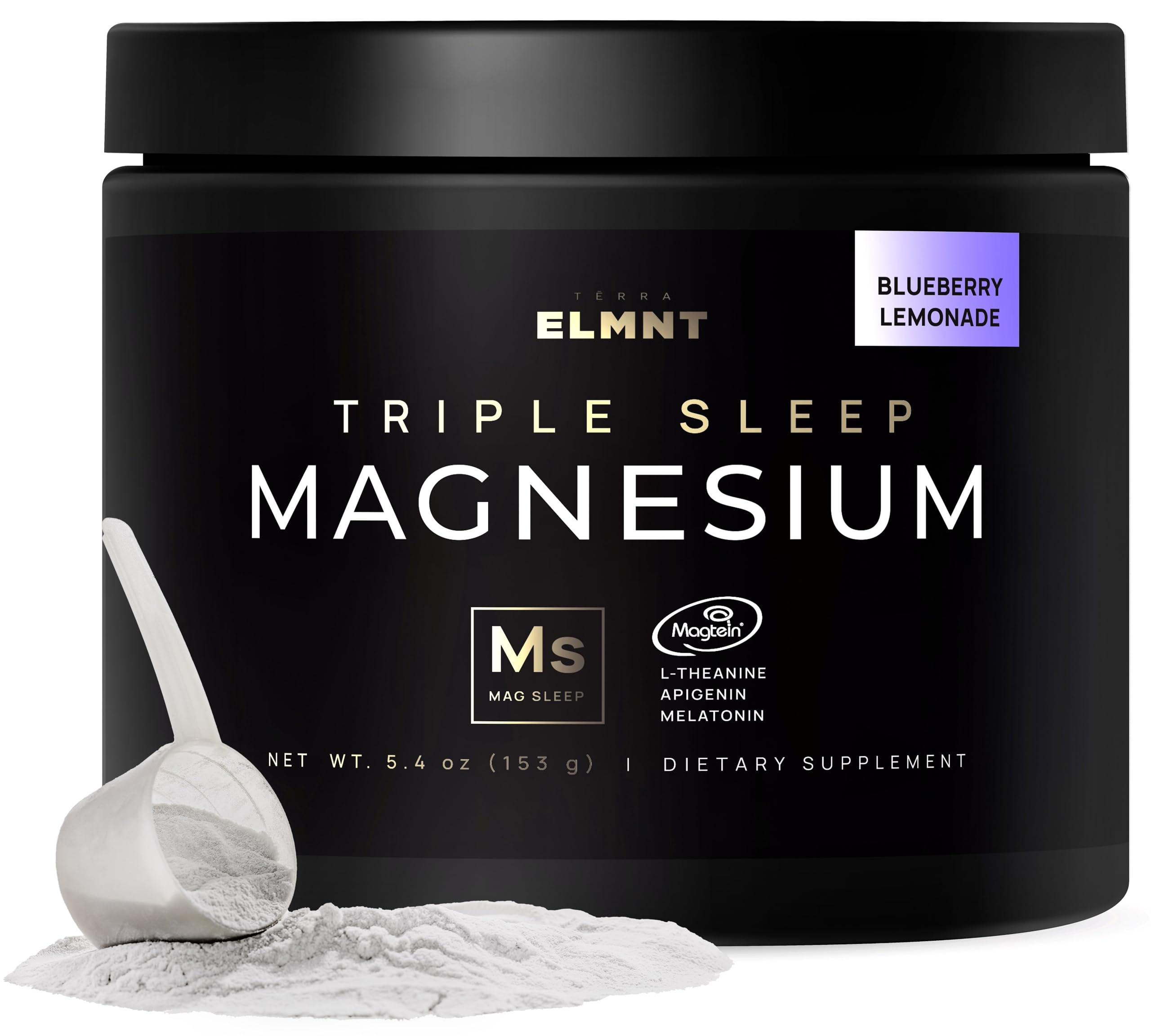 Magnesium L-Threonate Triple Sleep Drink w. Apigenin, Theanine, Melatonin - 5X Strength Magnesium for Sleep Magtein Magnesium Threonate Supplement Powder Natural Sleep Aid Adults + Cortisol Supplement