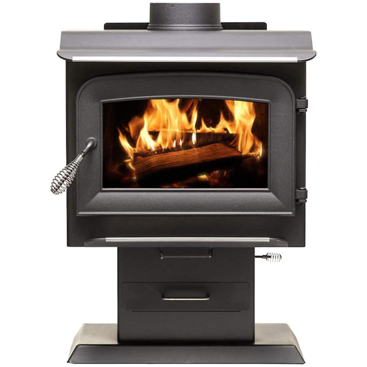 Ashley Hearth Pedestal Wood Burning Stove, Heats 1,200 Sq. Ft., EPA Certified, AW1120E-P, Black
