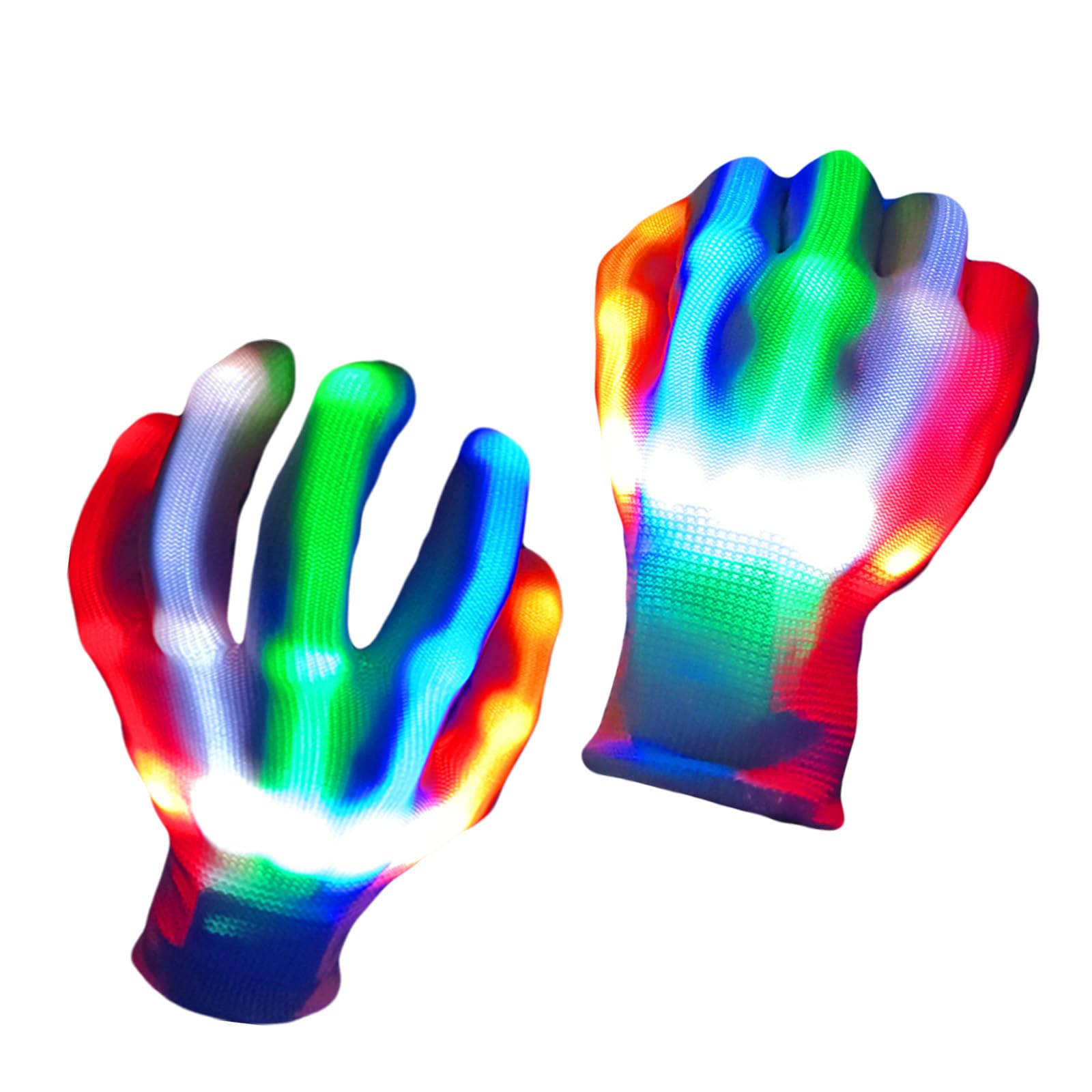 COTRUERE Led Light up Gloves Rainbow Easter Gifts for Kids and Adults Rave Light Glowing Gloves Cool Toys Stocking Stuffers Halloween Christmas Easter Birthday Parties(Large)