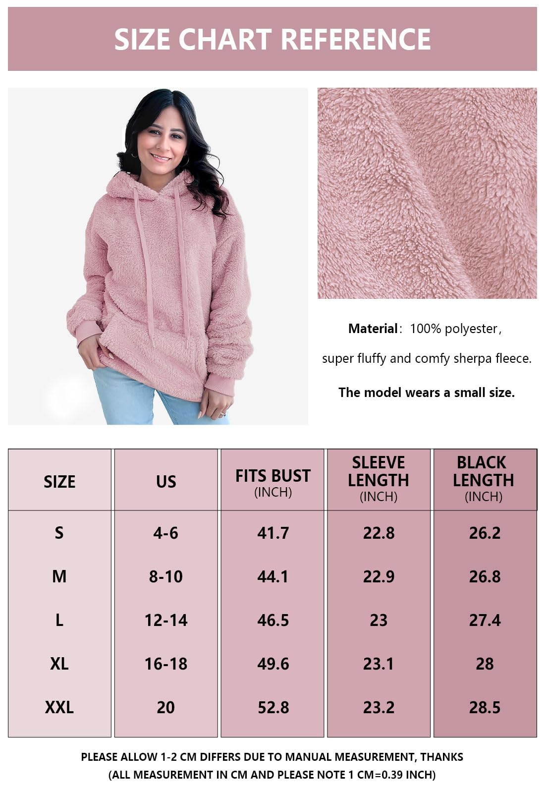 Neineiwu Womens Plus Size Hoodies Cozy Soft Warm Winter Casual Solid Fuzzy Sweatshirt Sherpa Pullovers Outerwear Fashion Hooded with Pockets (Purple XXL)