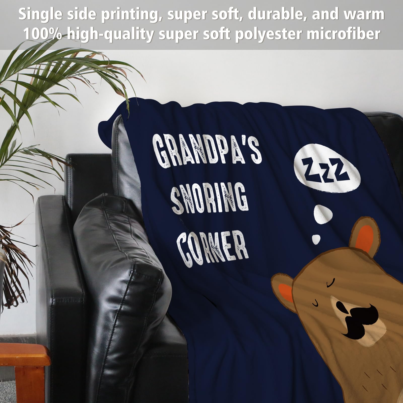 Niyewsor Grandpa Birthday Gifts, Grandpa Gifts Blanket, Gifts for Grandpa on Christmas, Funny Grandpa Gift for Grandparent's Day, Grandpa's Snoring Corner Blanket, 60"x50"