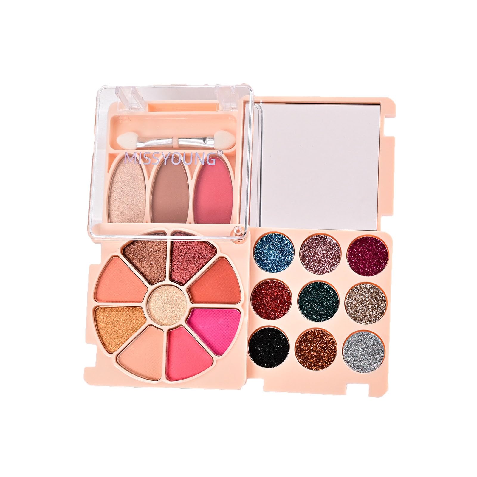 YJLYQF Eye Shadow Palette Makeup Eyeshadow Blush Contouring Highlighting Glitter Multifunctional makeup Set Comes With Mirror And Brush Portable Travel Size(1pc 20color)