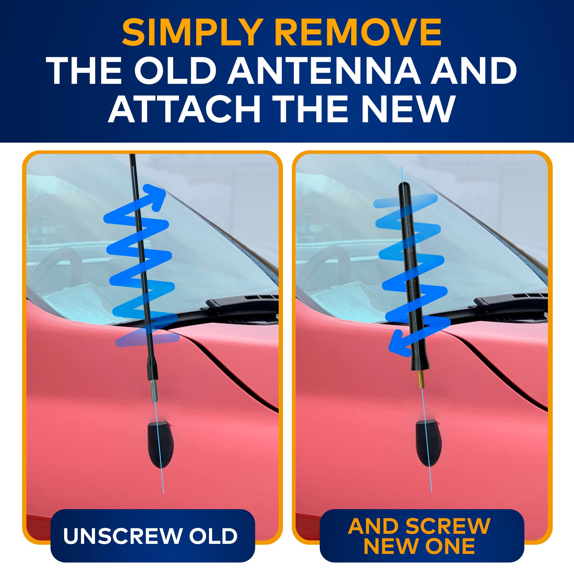 Antenna Mast for Toyota Tundra 2007-2021, Black Automotive Antenna Replacement for Cars, Trucks & SUV - AM FM Radio Compatible - Car & Truck Exterior Accessories for Men & Women, 6 3/4"